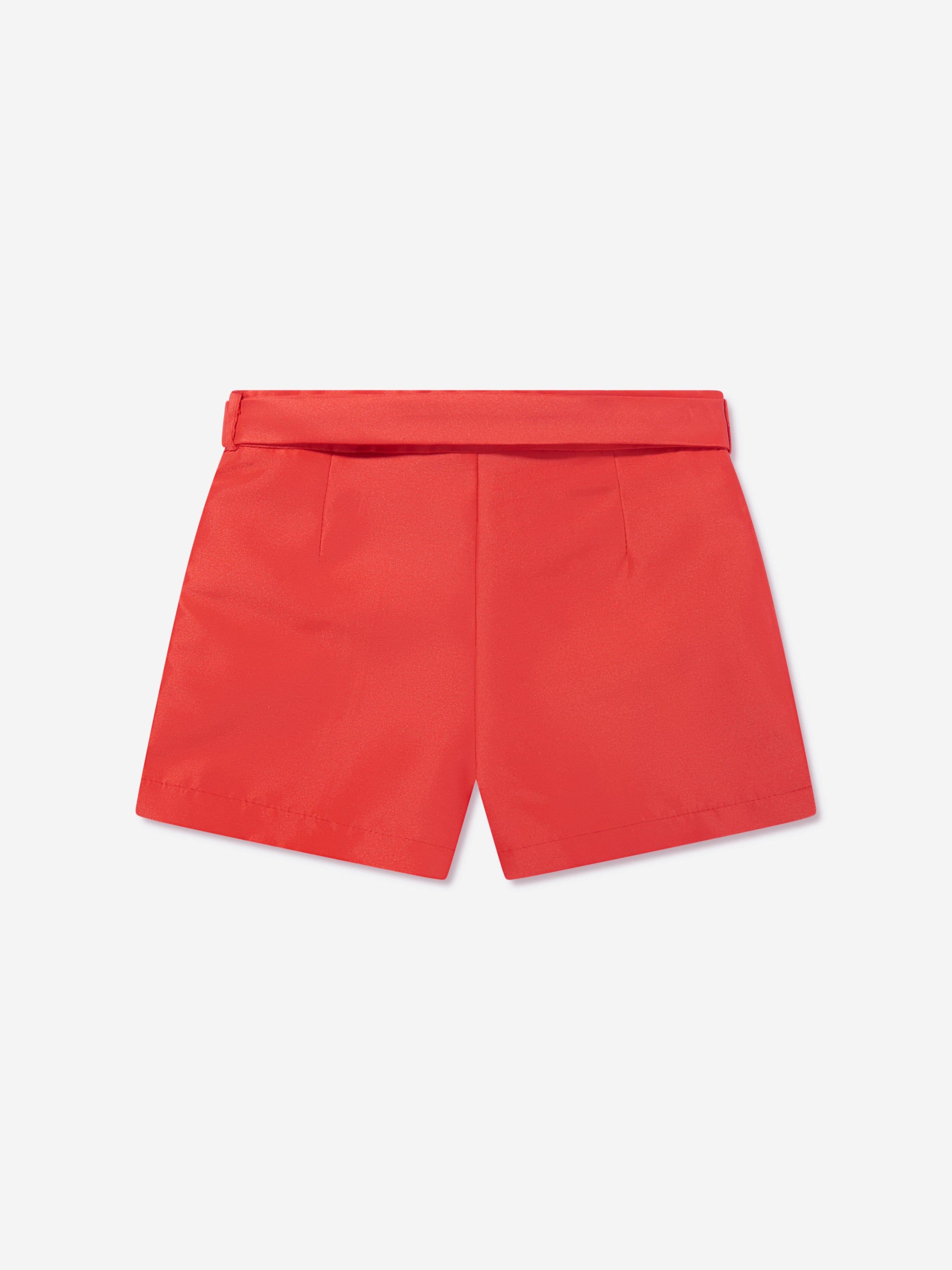 Mama Luma Girls Striped Mini Shorts in Red