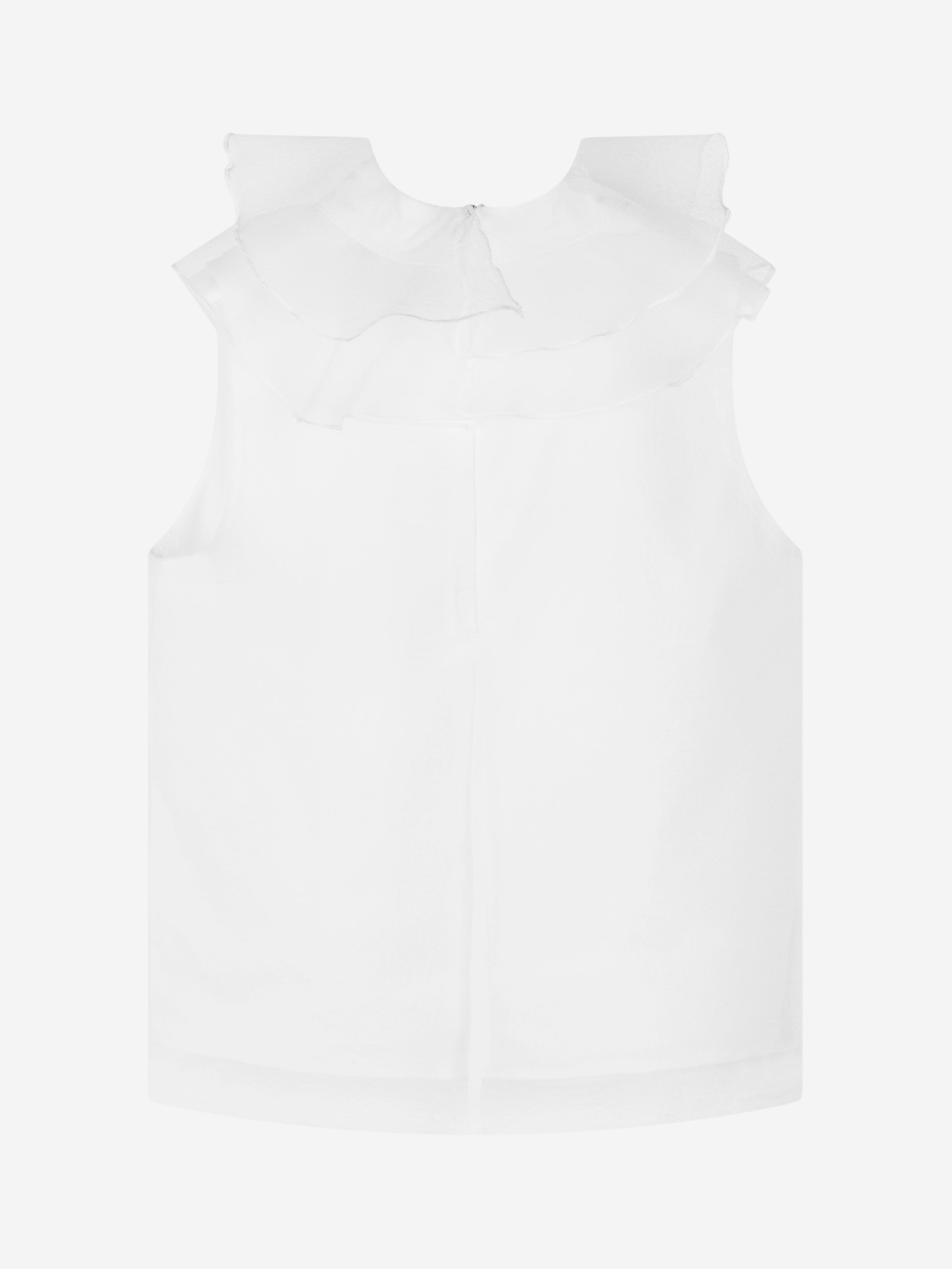 Mama Luma Girls Organza Ruffle Neck Blouse in White