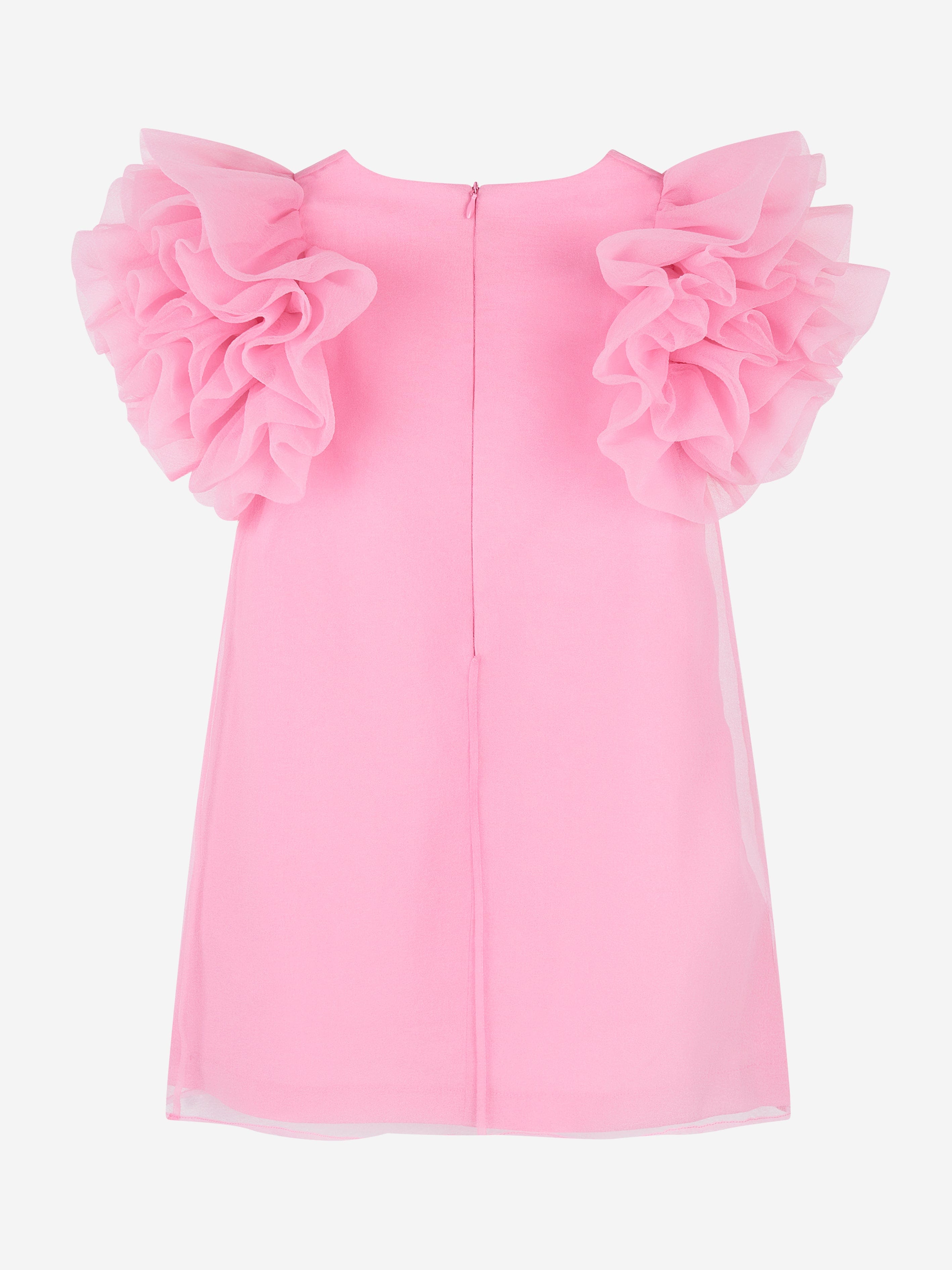 Mama Luma Girls Organza Ruffle Sleeve Dress in Pink