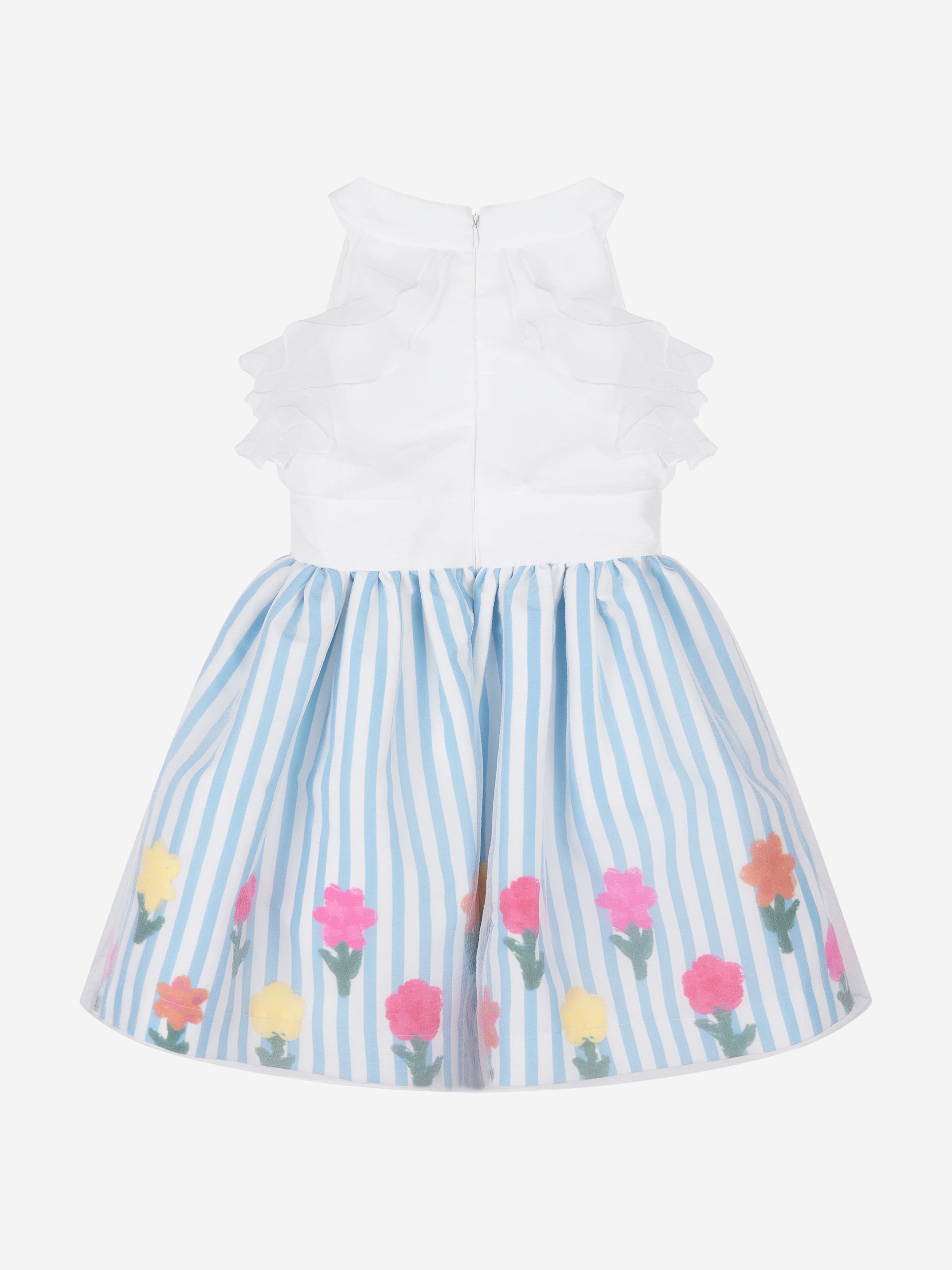 Mama Luma Girls Organza Layered Flower Dress in Blue