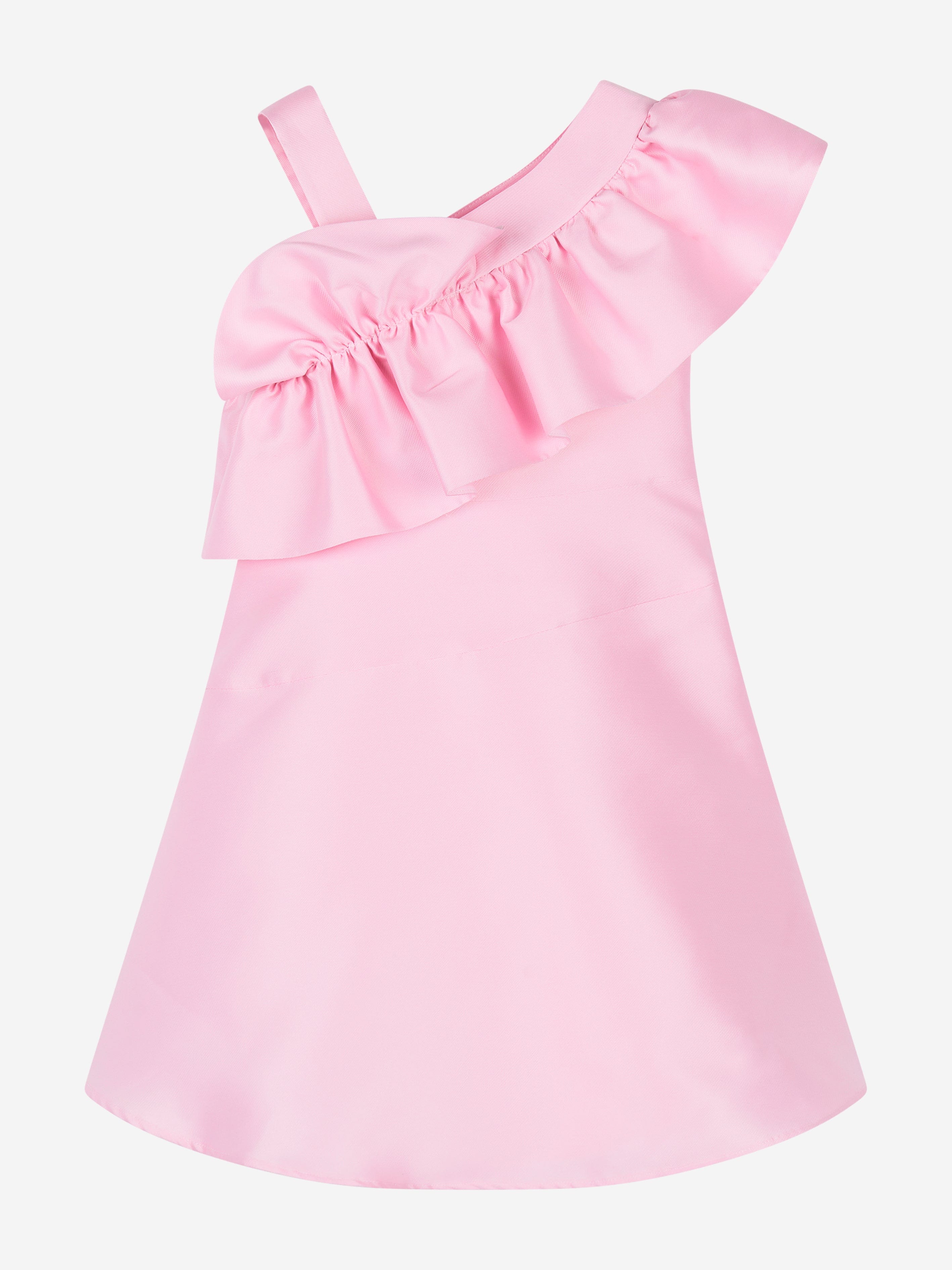 Mama Luma Girls One Shoulder Ruffle Dress in Pink