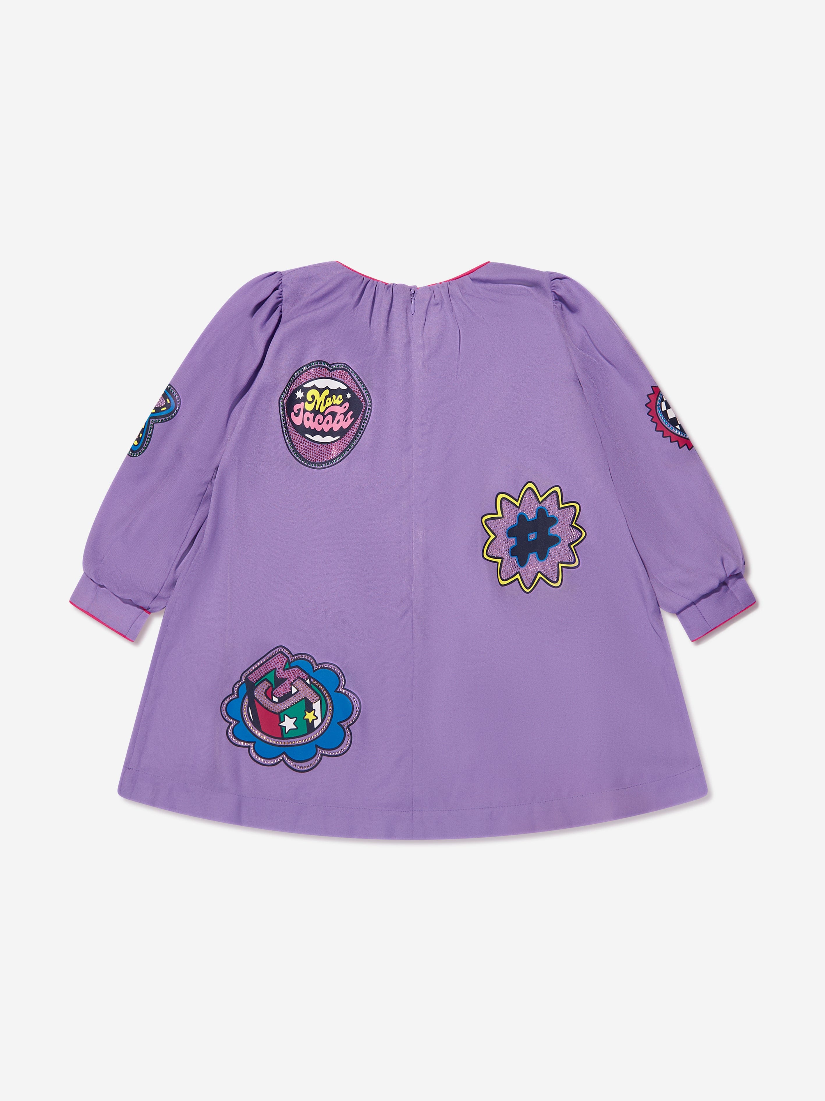 MARC JACOBS Girls Badge Print Dress in Purple