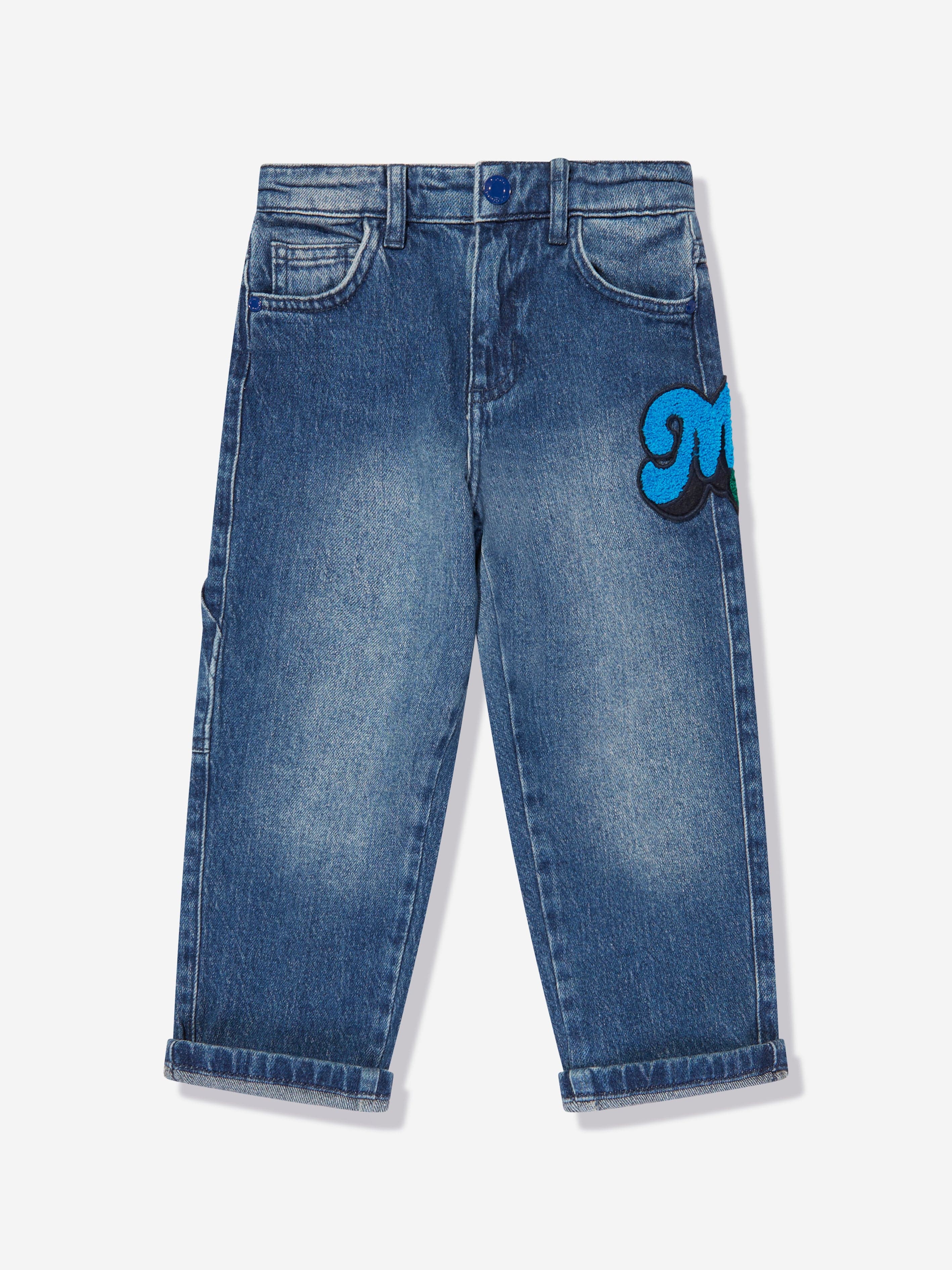 MARC JACOBS Boys Loose Fit Logo Jeans in Blue