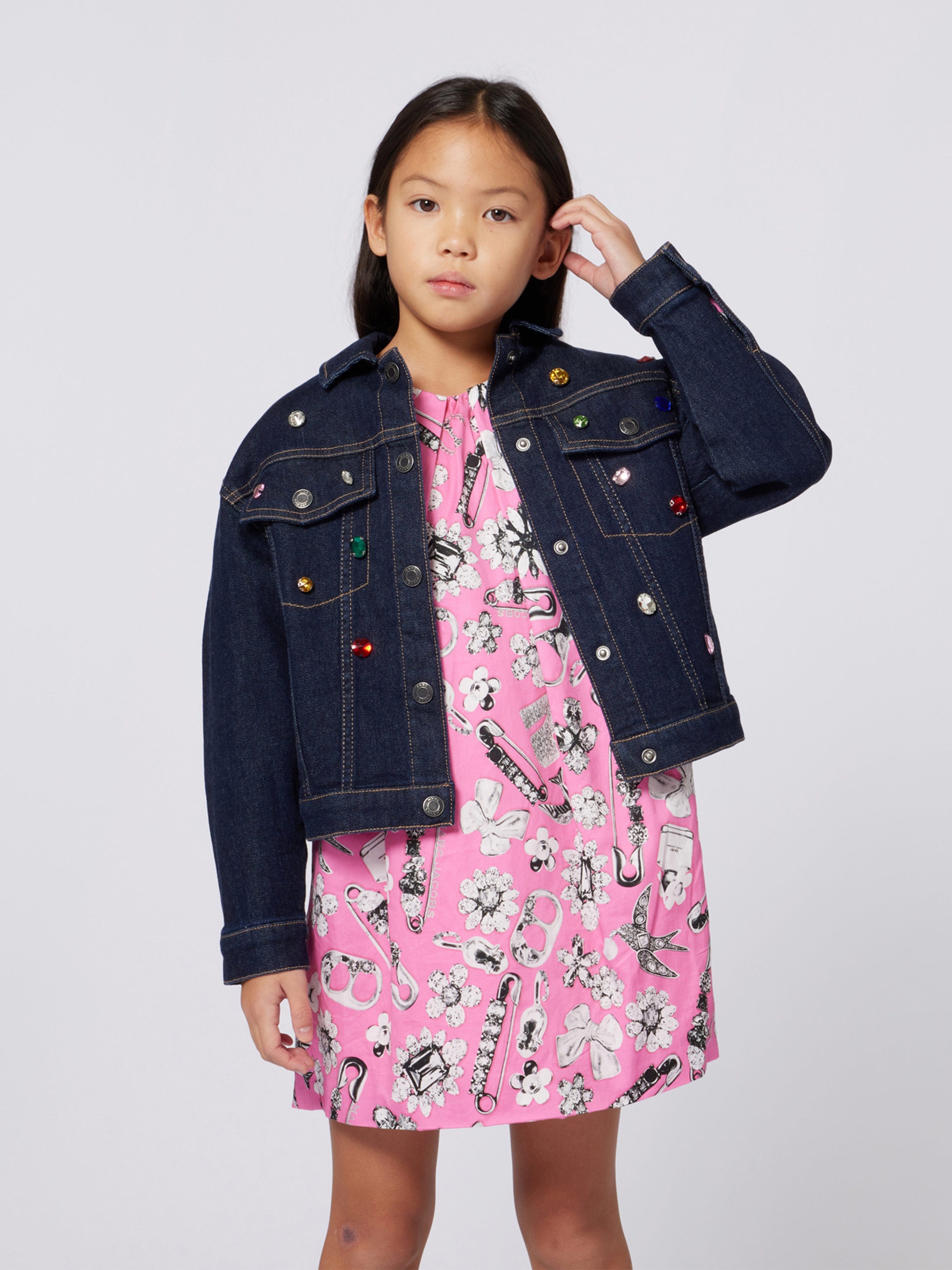 MARC JACOBS Girls Gemstone Denim Jacket in Navy