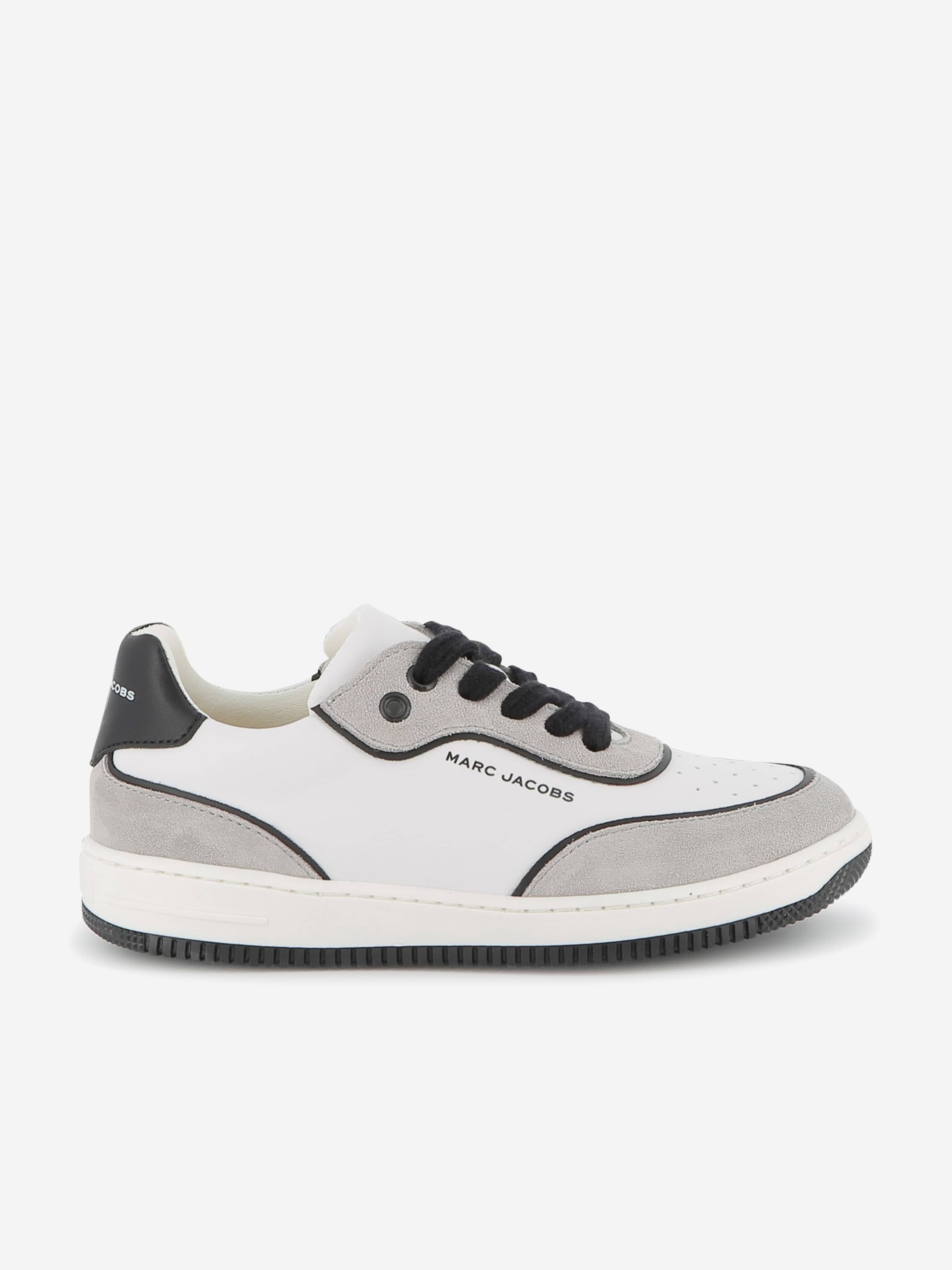 MARC JACOBS Kids Leather Logo Lace-Up Trainers in White