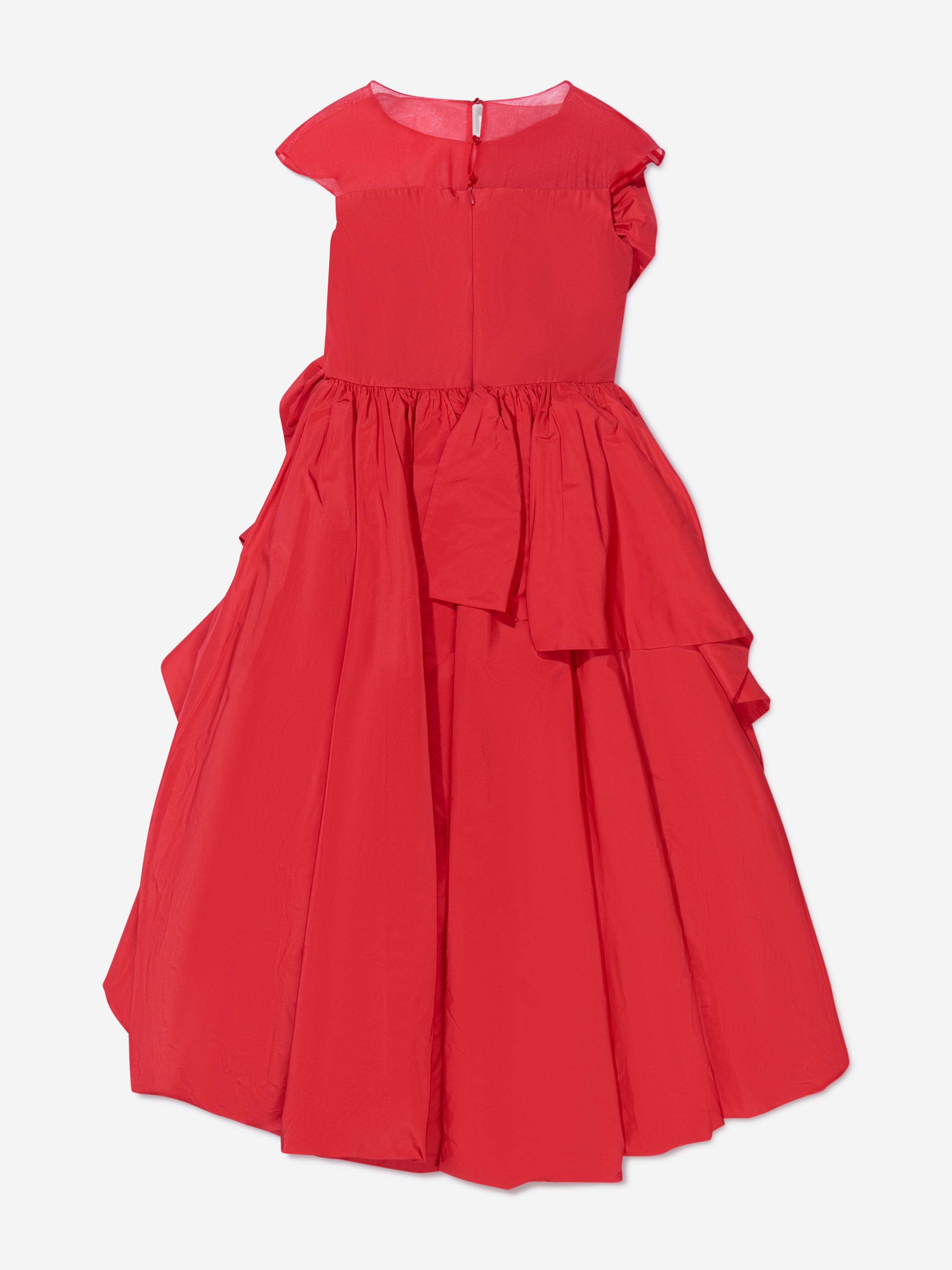 Marchesa Girls Rose Embellished Sculptural Taffeta Gown in Red