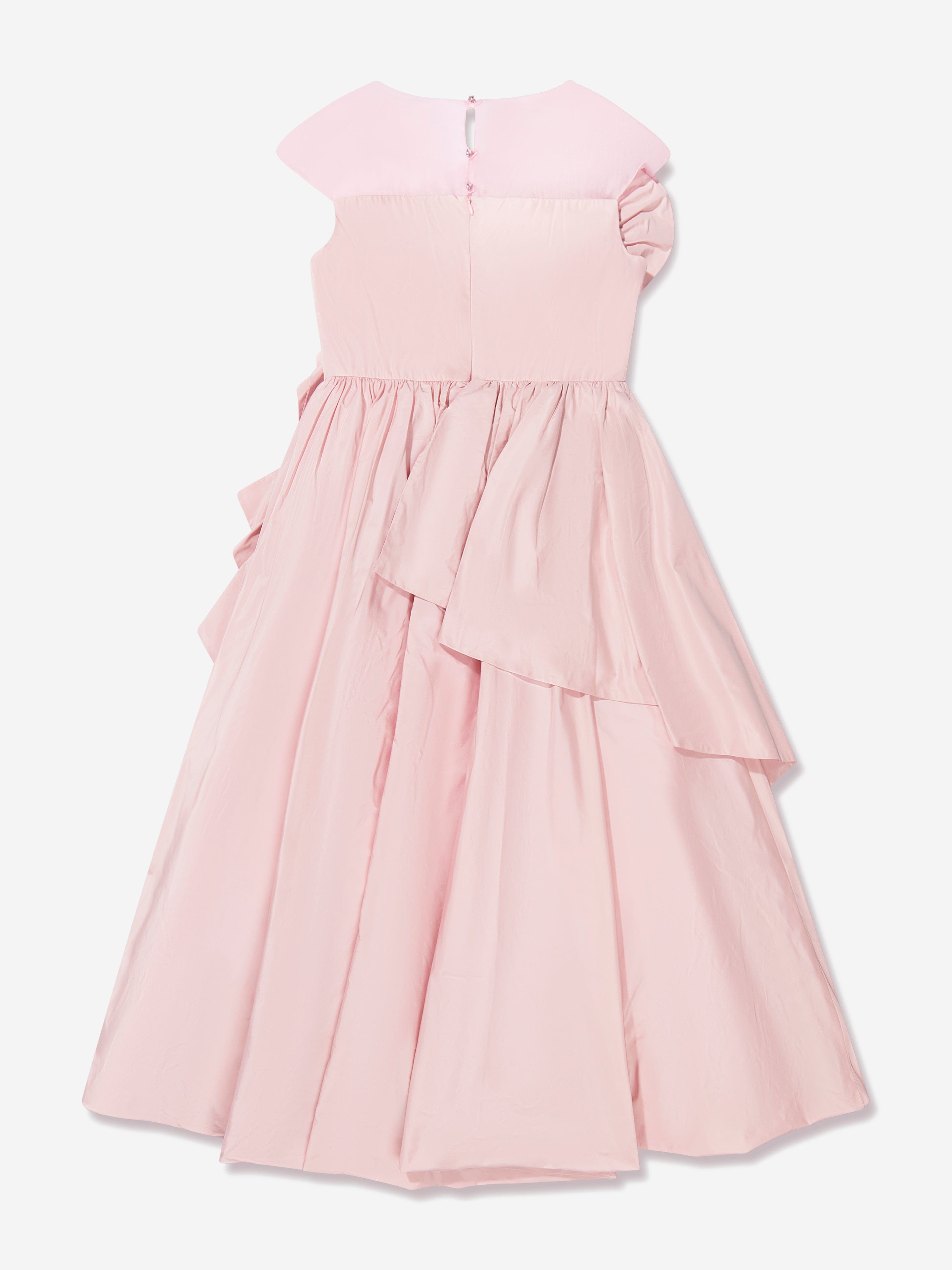 Marchesa Girls Rose Embellished Sculptural Taffeta Gown in Pink