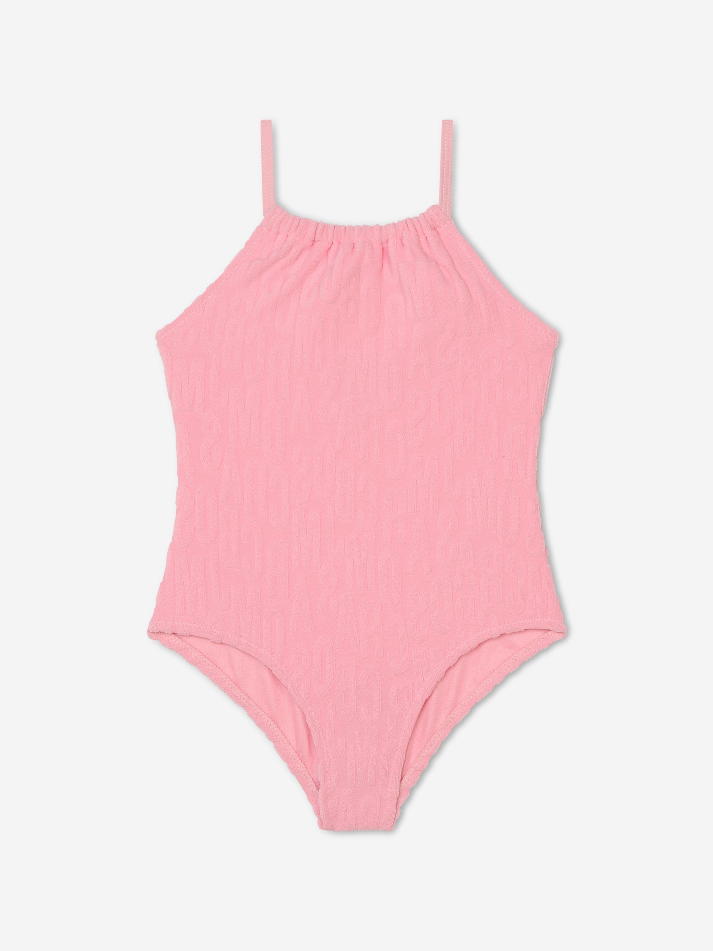 MARC JACOBS Girls Logo Swimsuit in Pink