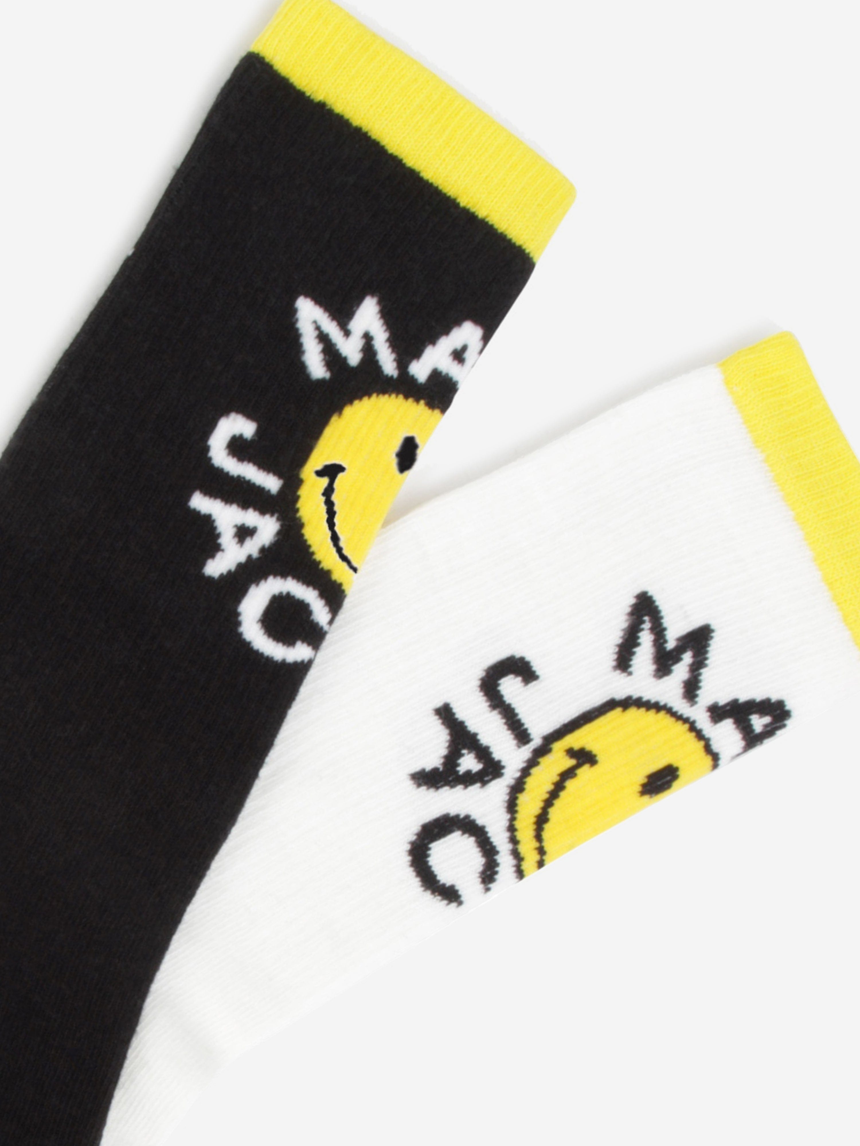 MARC JACOBS Kids Smiley Logo Socks in Black