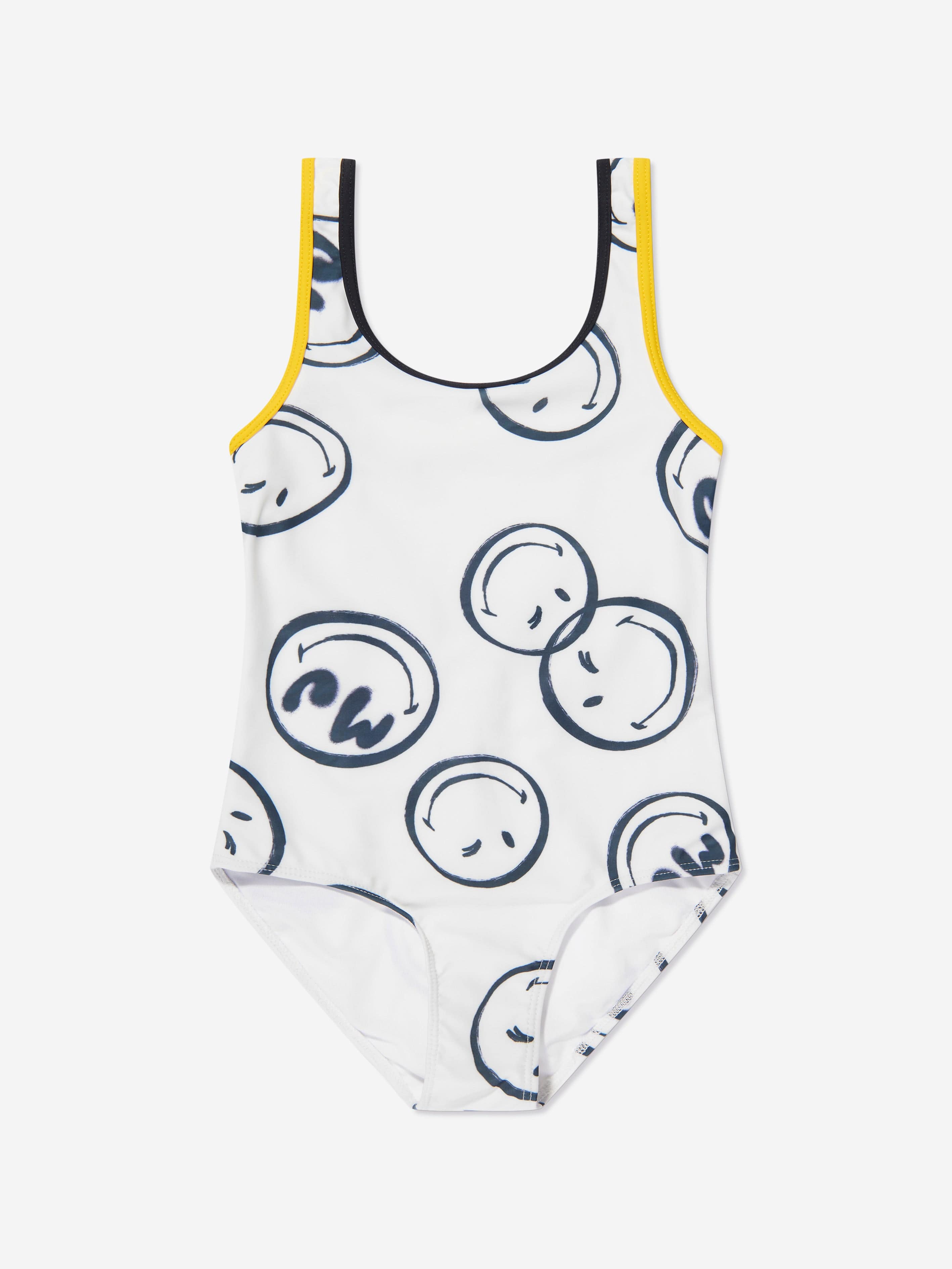 MARC JACOBS Girls Smiley Print Swimsuit in Ivory