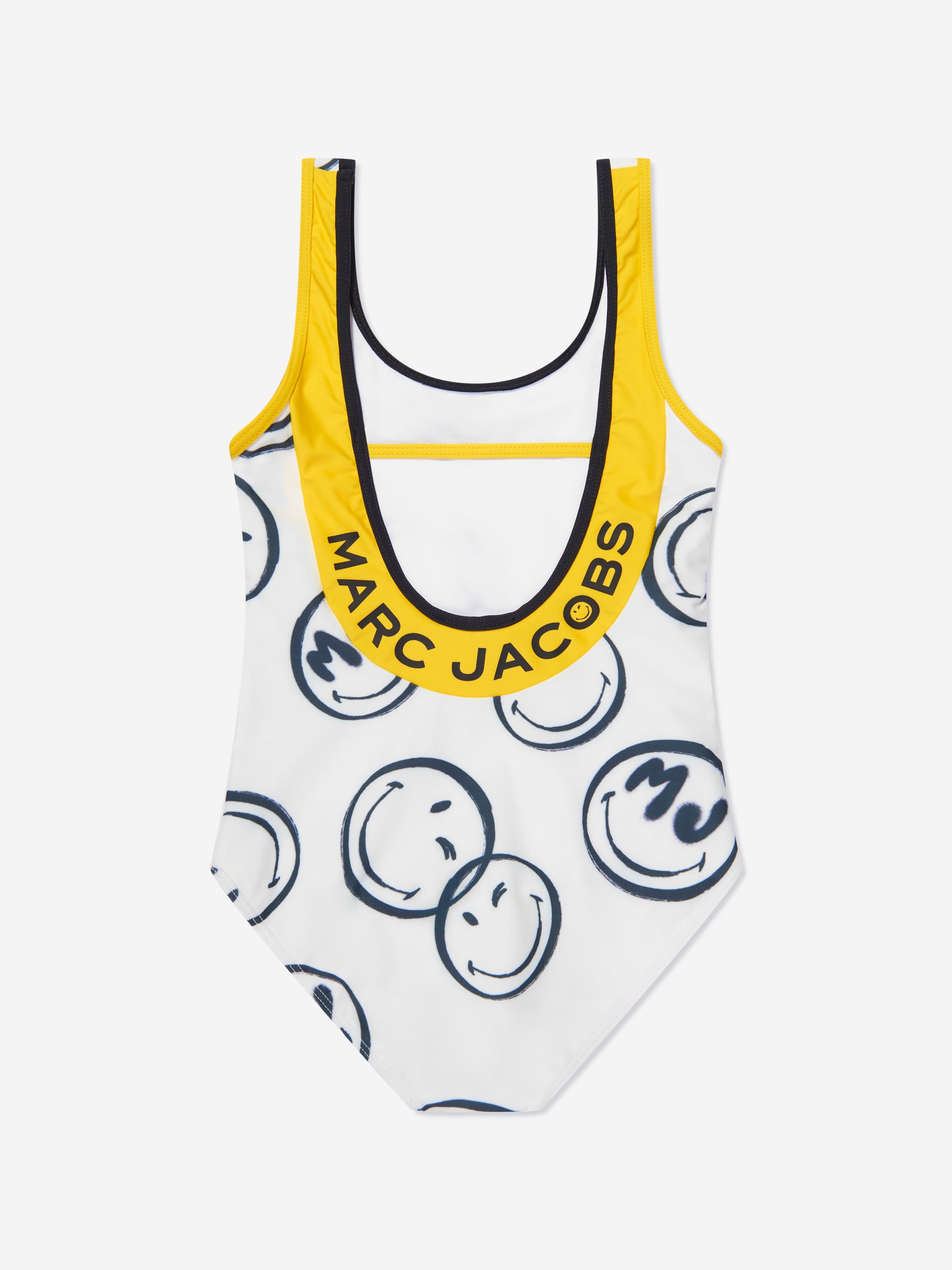 MARC JACOBS Girls Smiley Print Swimsuit in Ivory