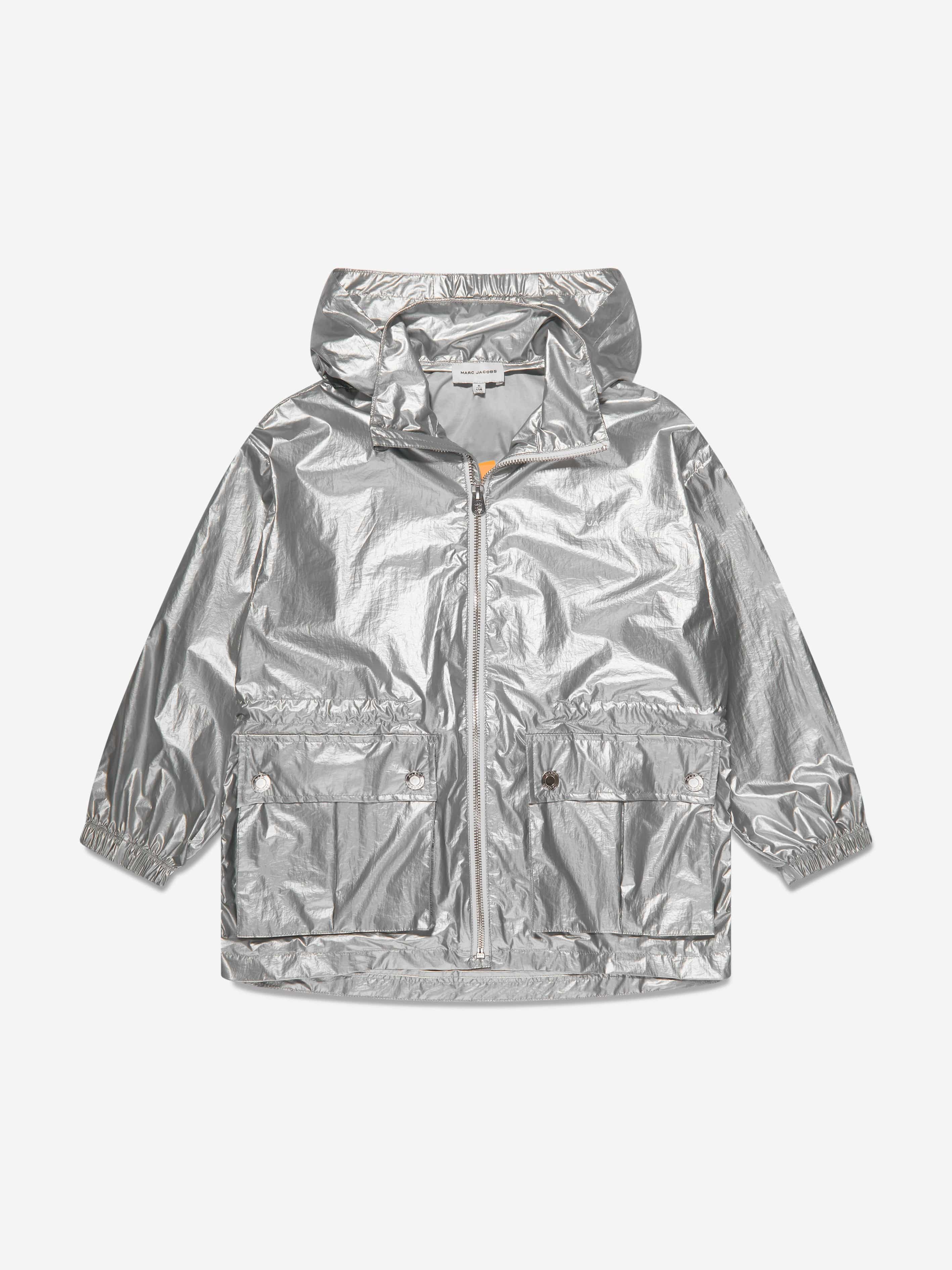 MARC JACOBS Girls Hooded Windbreaker in Silver