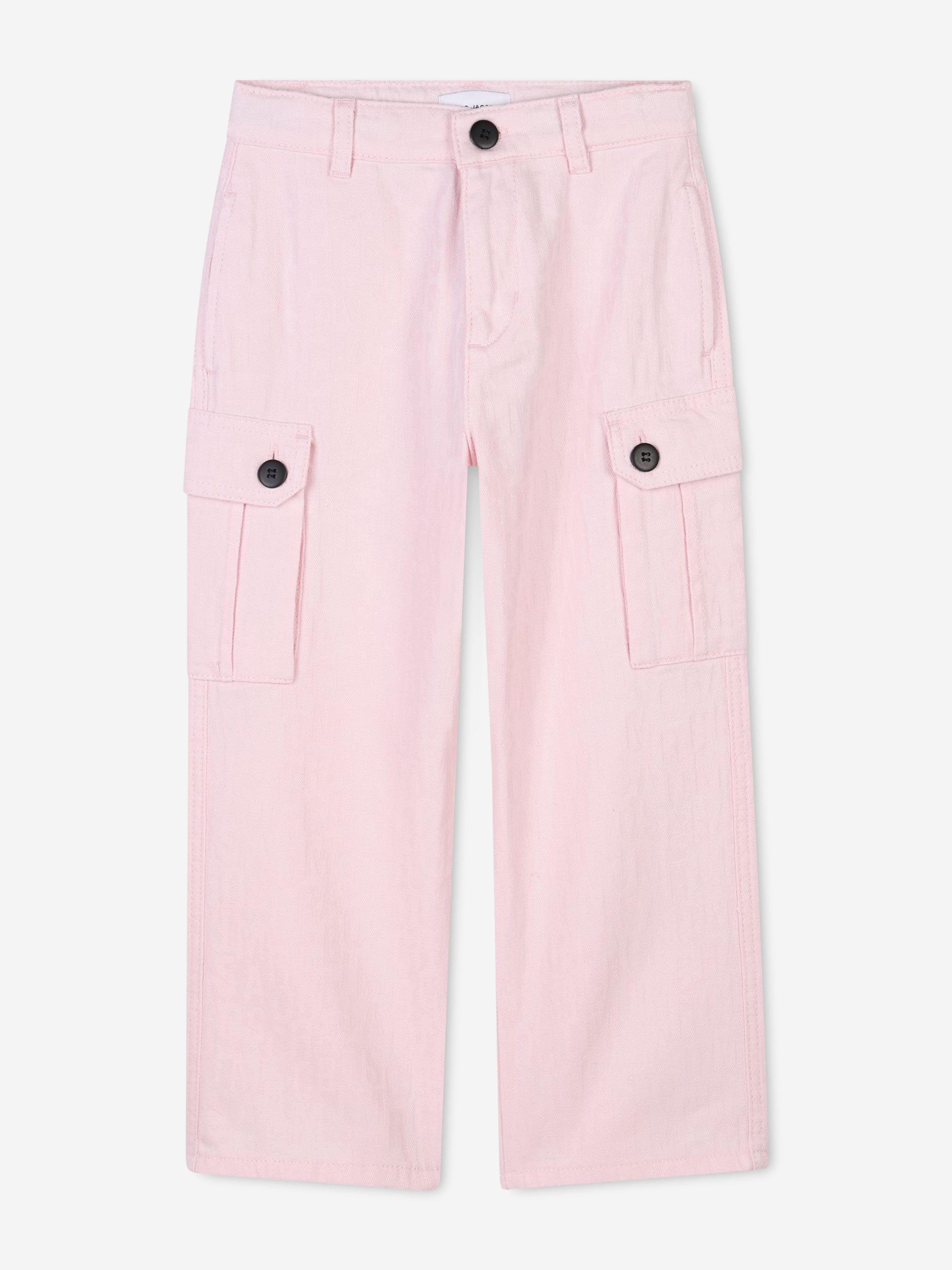 MARC JACOBS Girls Jacquard Logo Cargo Trousers in Pink