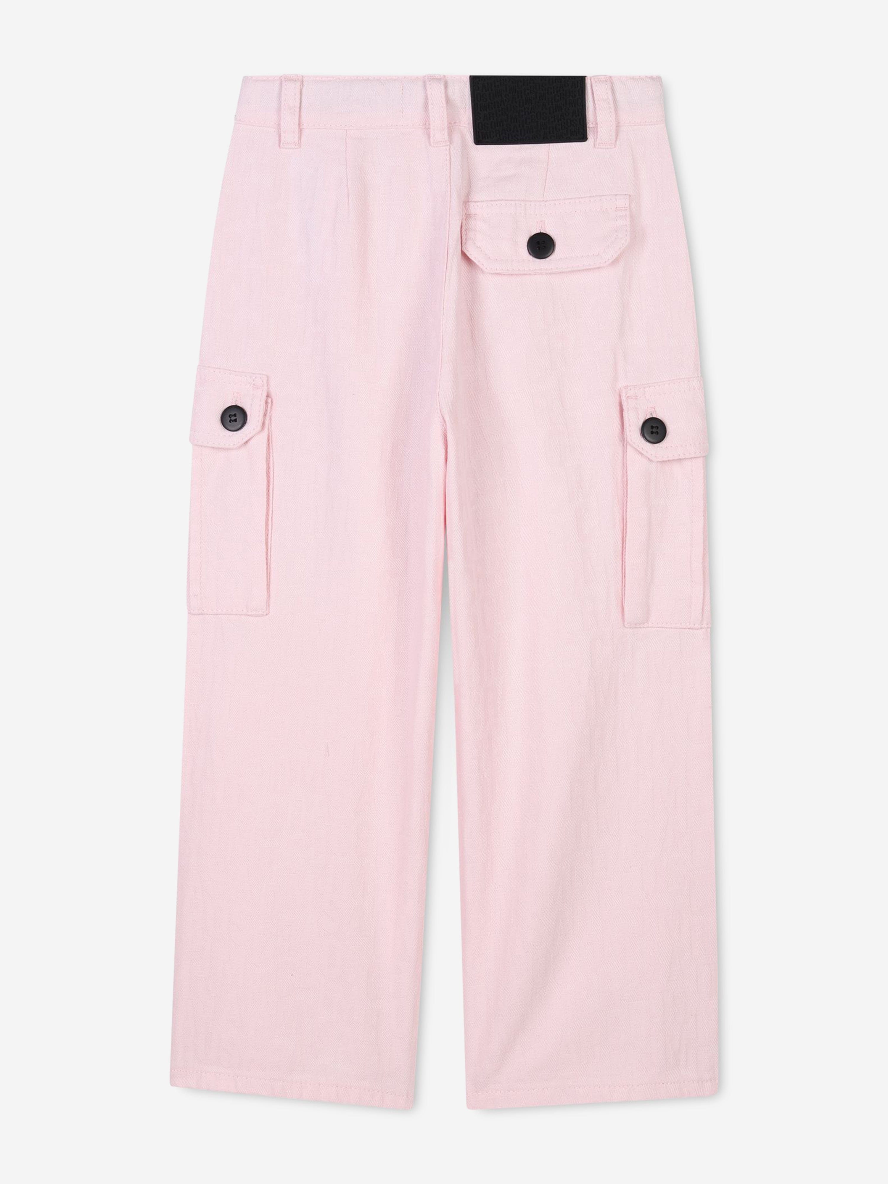 MARC JACOBS Girls Jacquard Logo Cargo Trousers in Pink