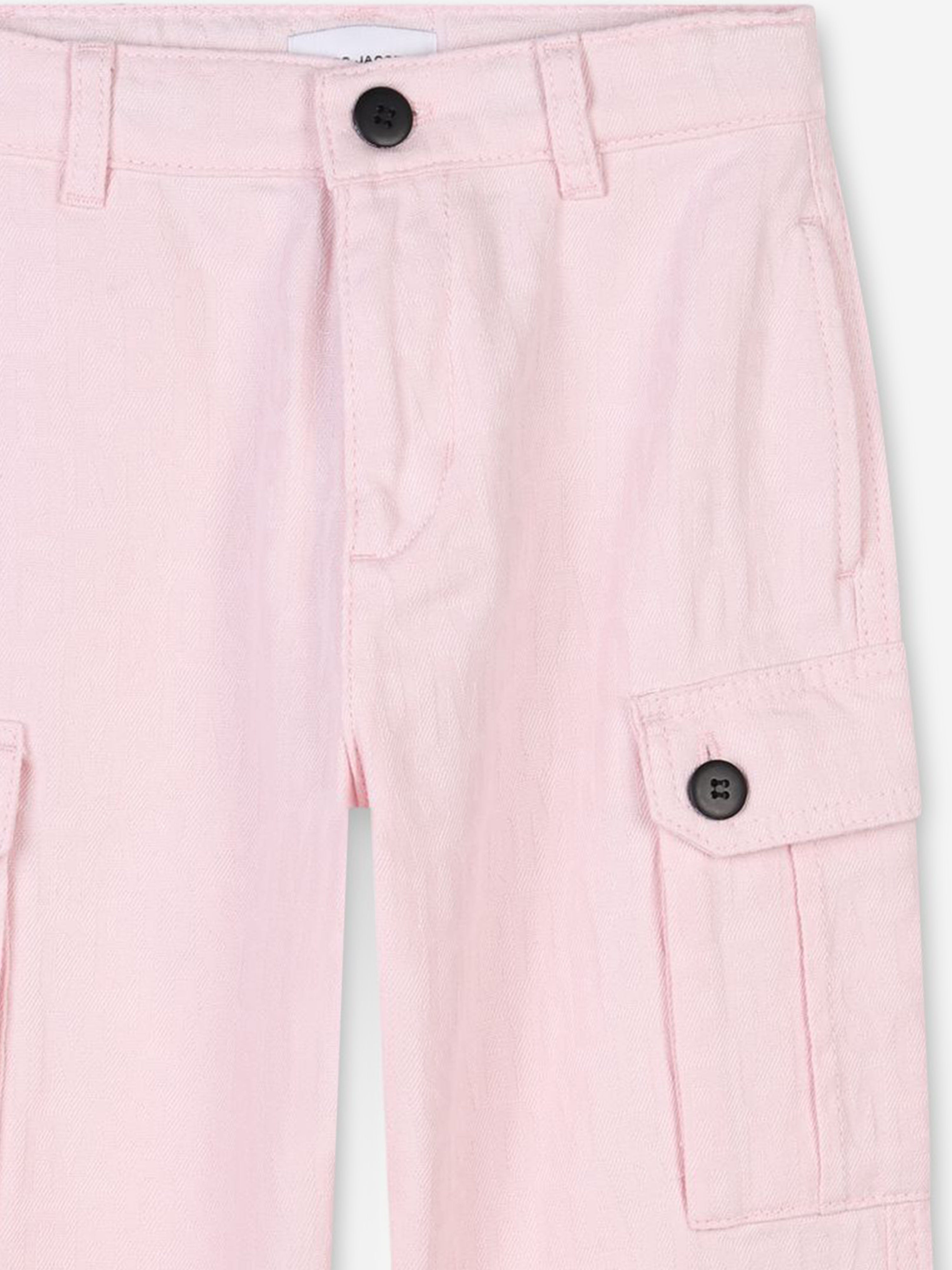 MARC JACOBS Girls Jacquard Logo Cargo Trousers in Pink