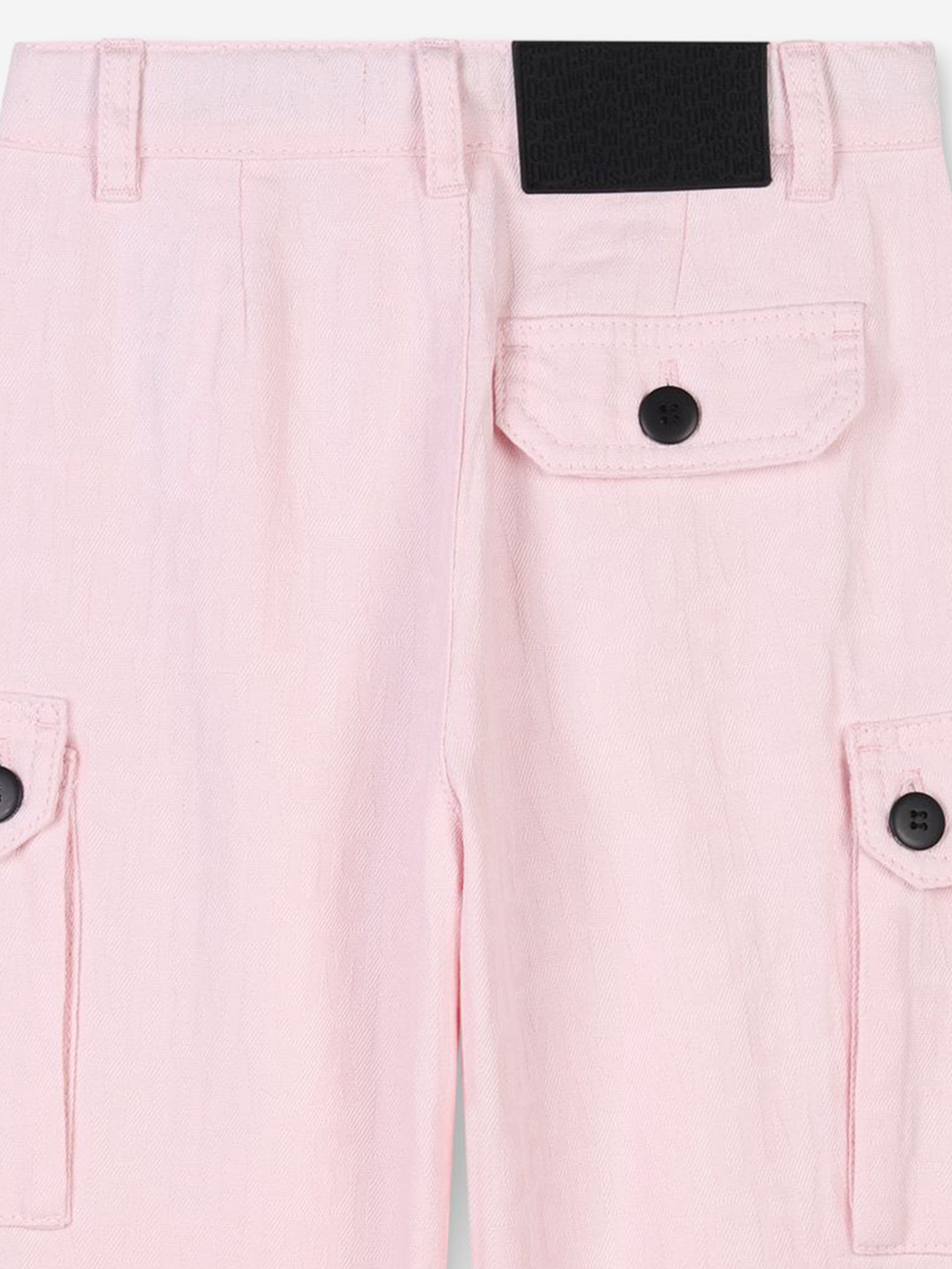 MARC JACOBS Girls Jacquard Logo Cargo Trousers in Pink