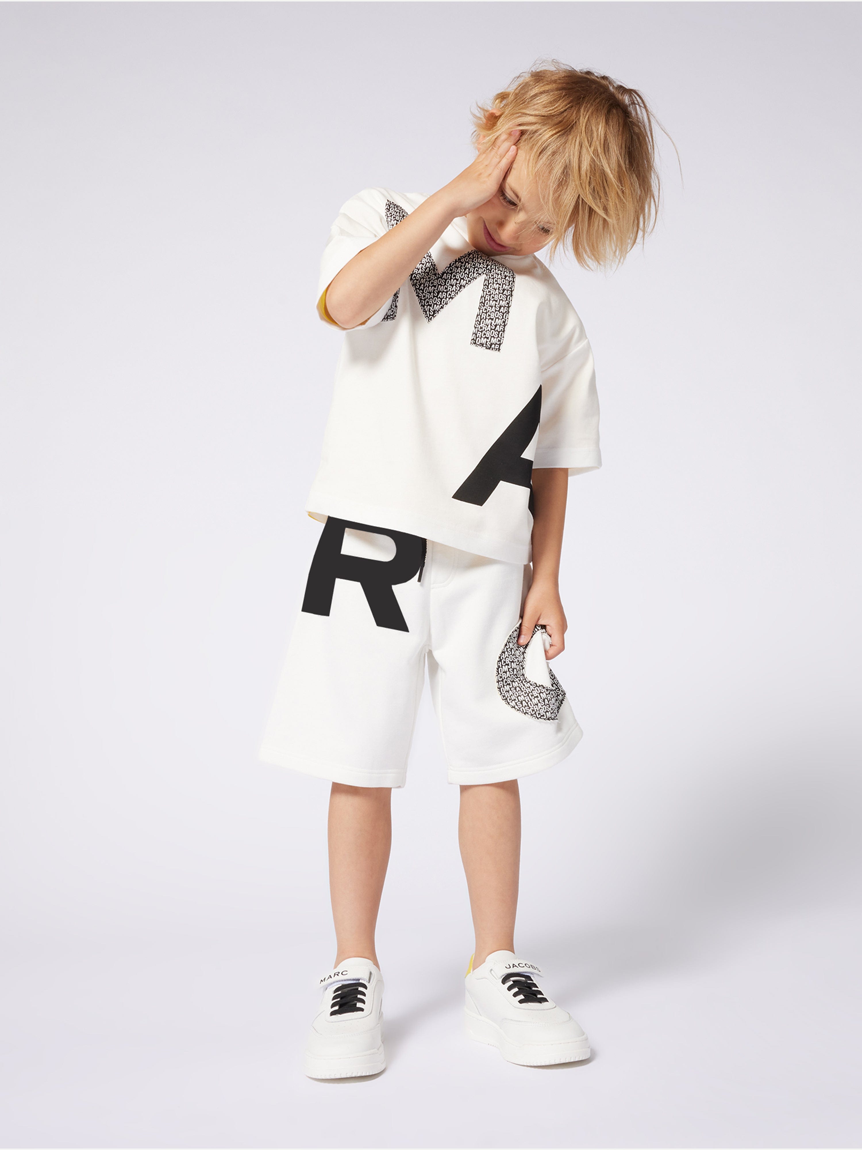 MARC JACOBS Boys Logo Bermuda Shorts in Ivory