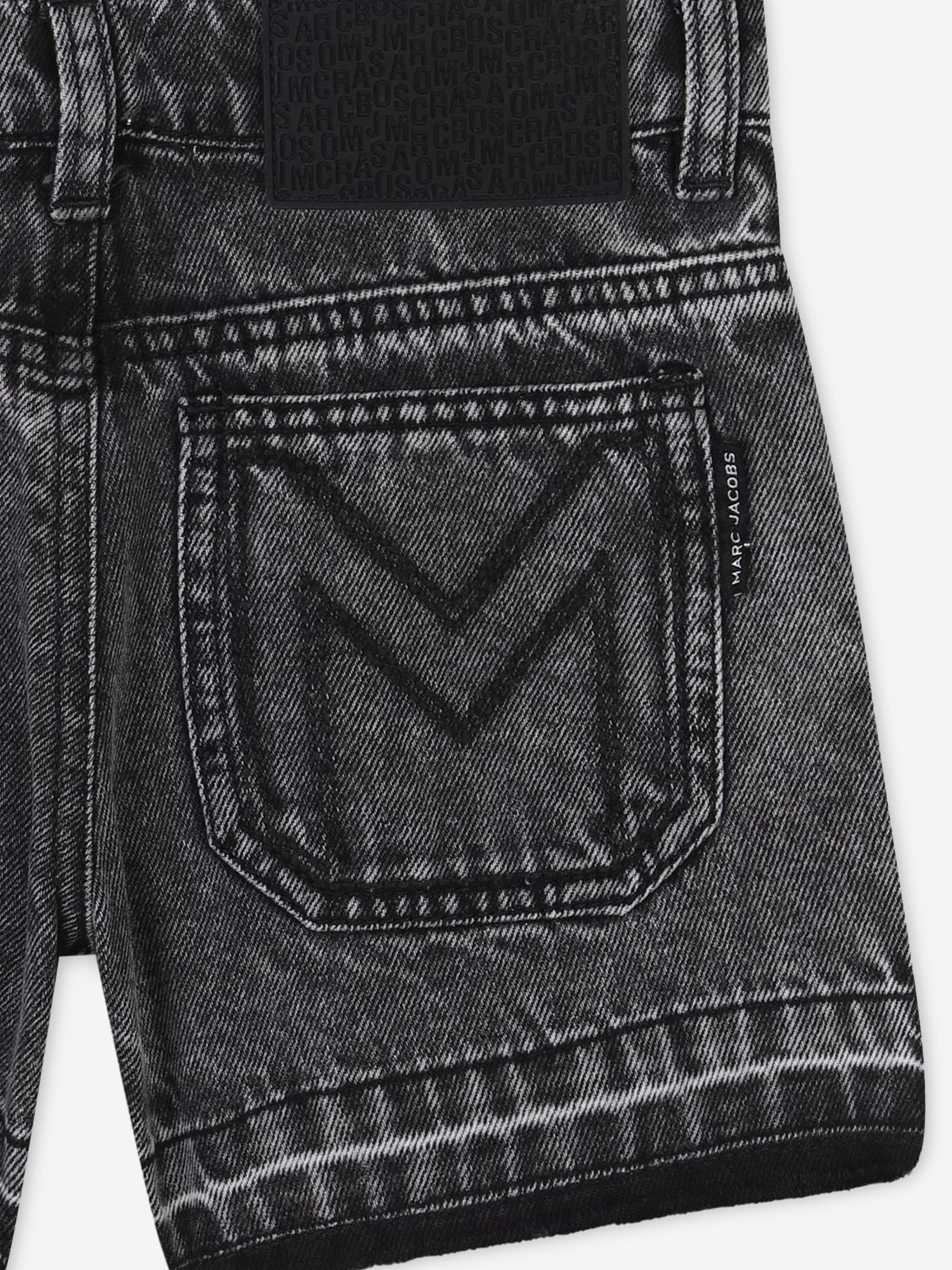 MARC JACOBS Girls Diamante Daisy Denim Shorts in Black