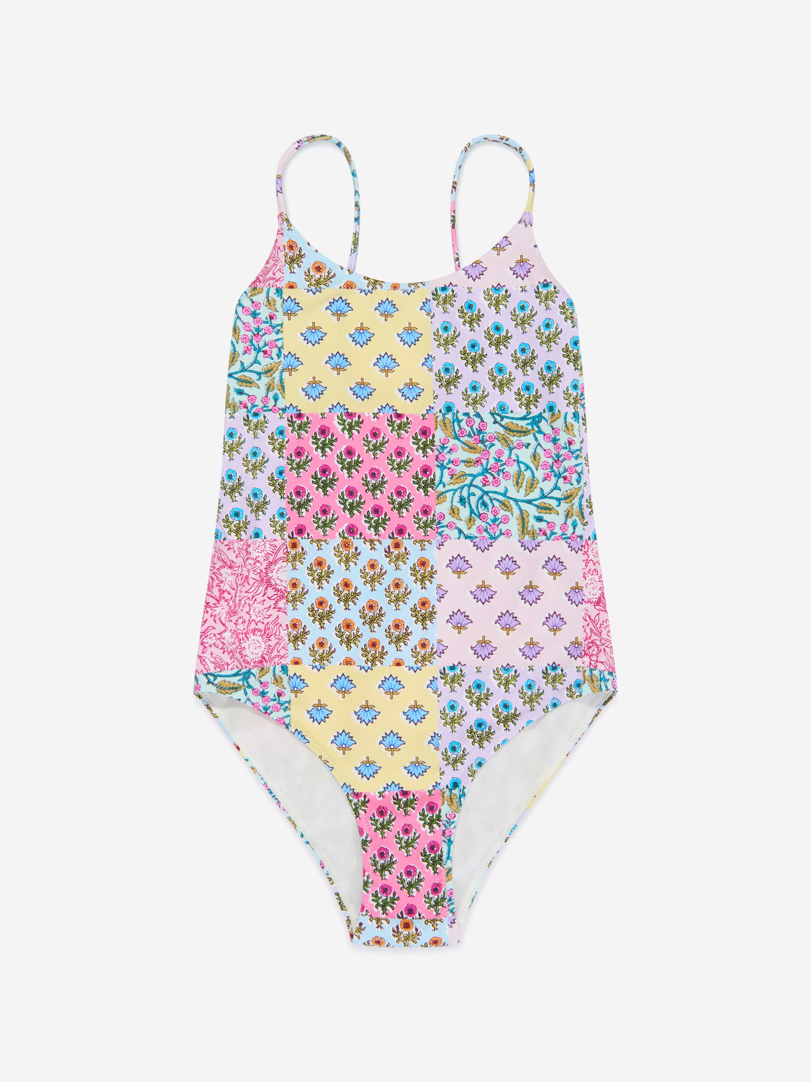 MC2 Saint Barth Girls Patchwork Swimsuit in Multicolour