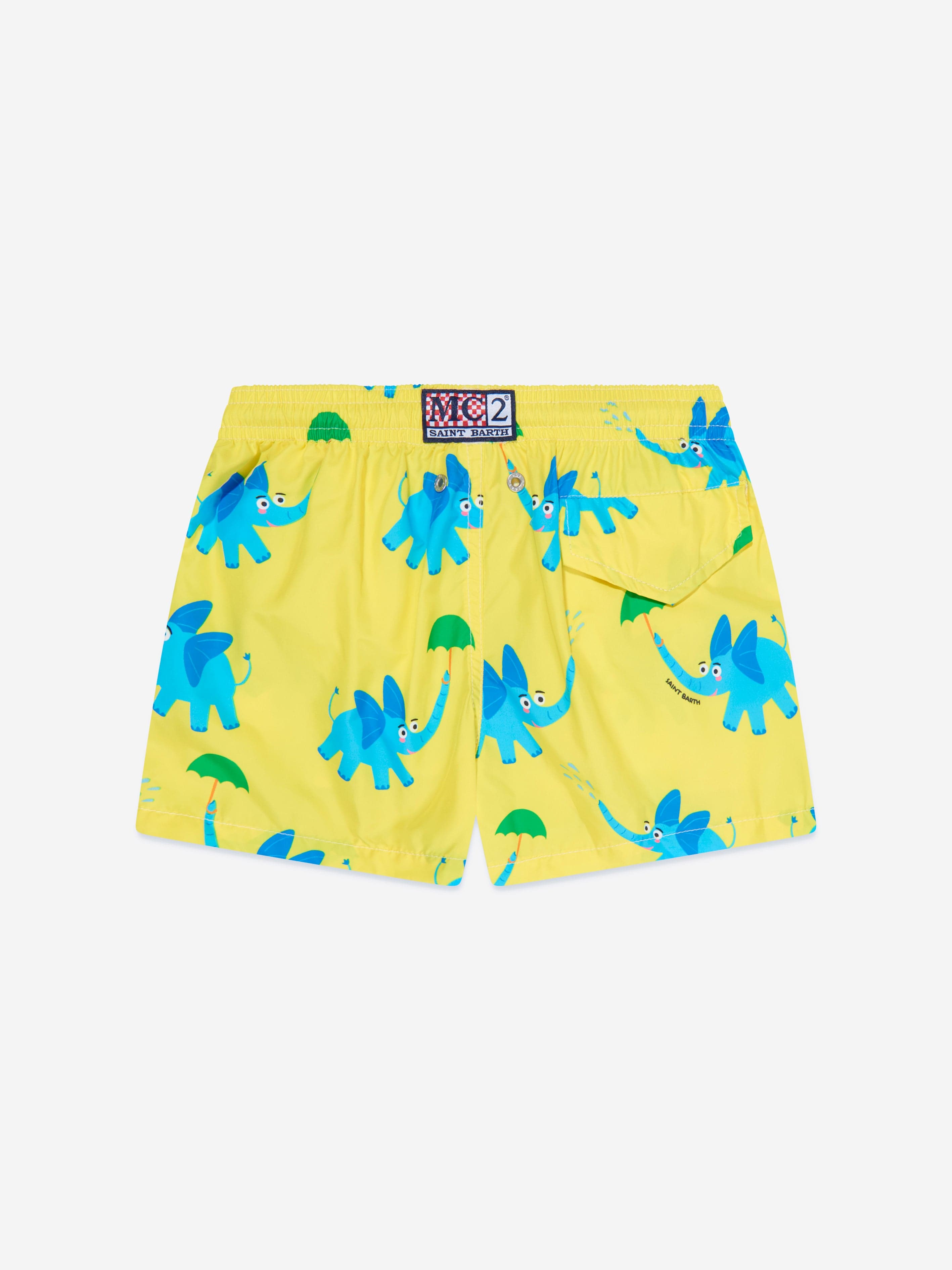 MC2 Saint Barth Boys Elephant Swim Shorts in Yellow