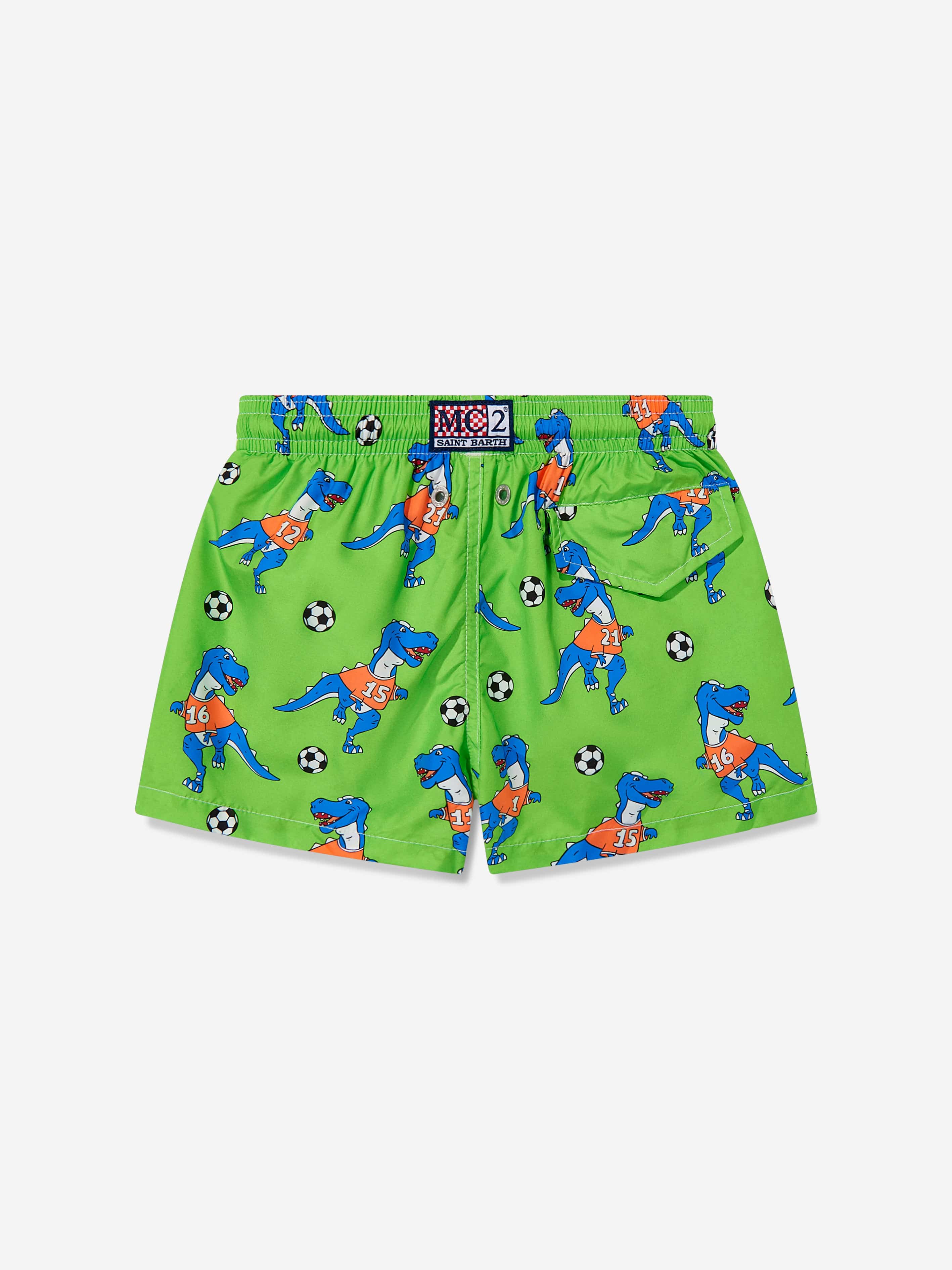 MC2 Saint Barth Boys Dino Football Swim Shorts in Green