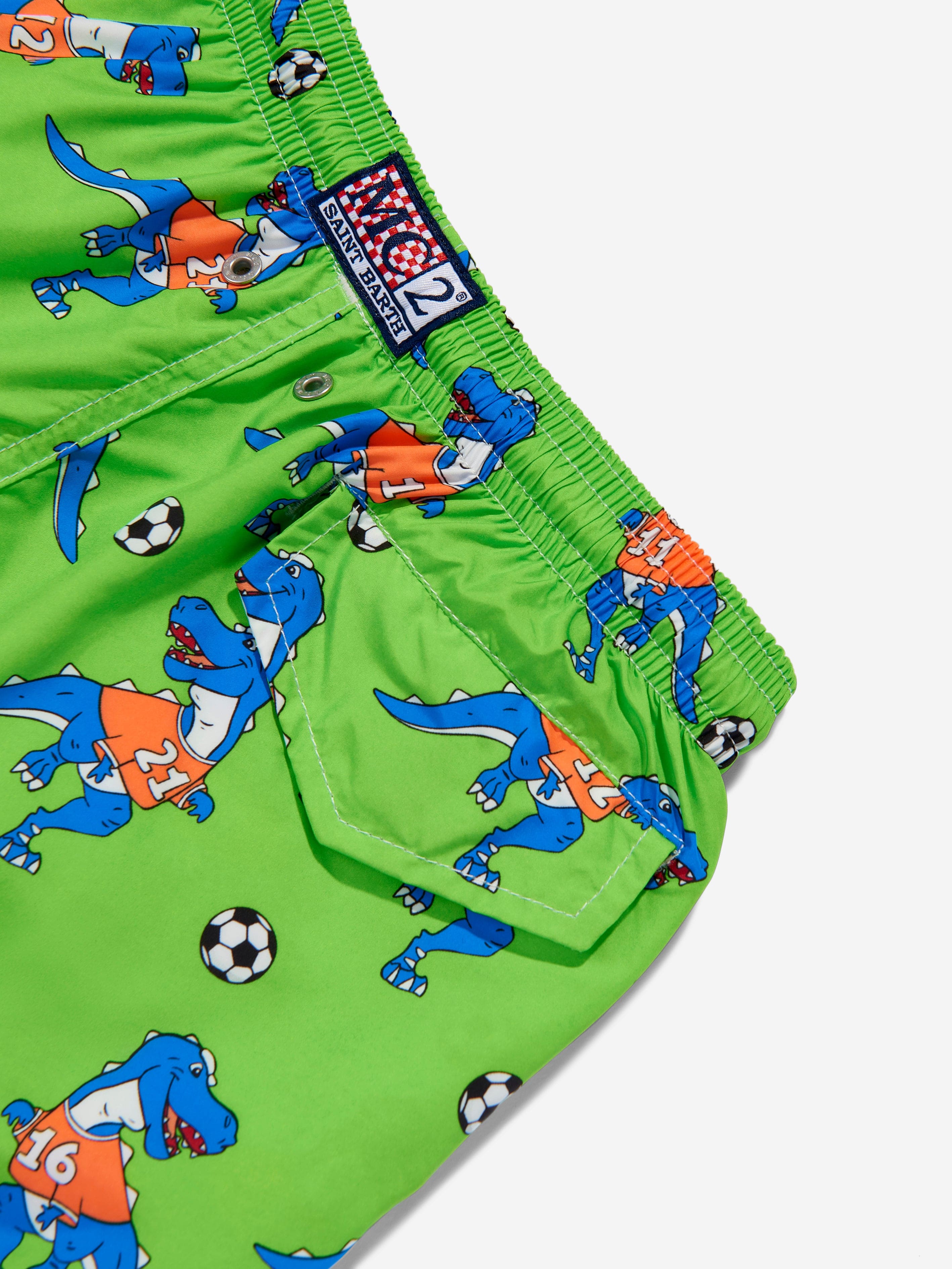 MC2 Saint Barth Boys Dino Football Swim Shorts in Green