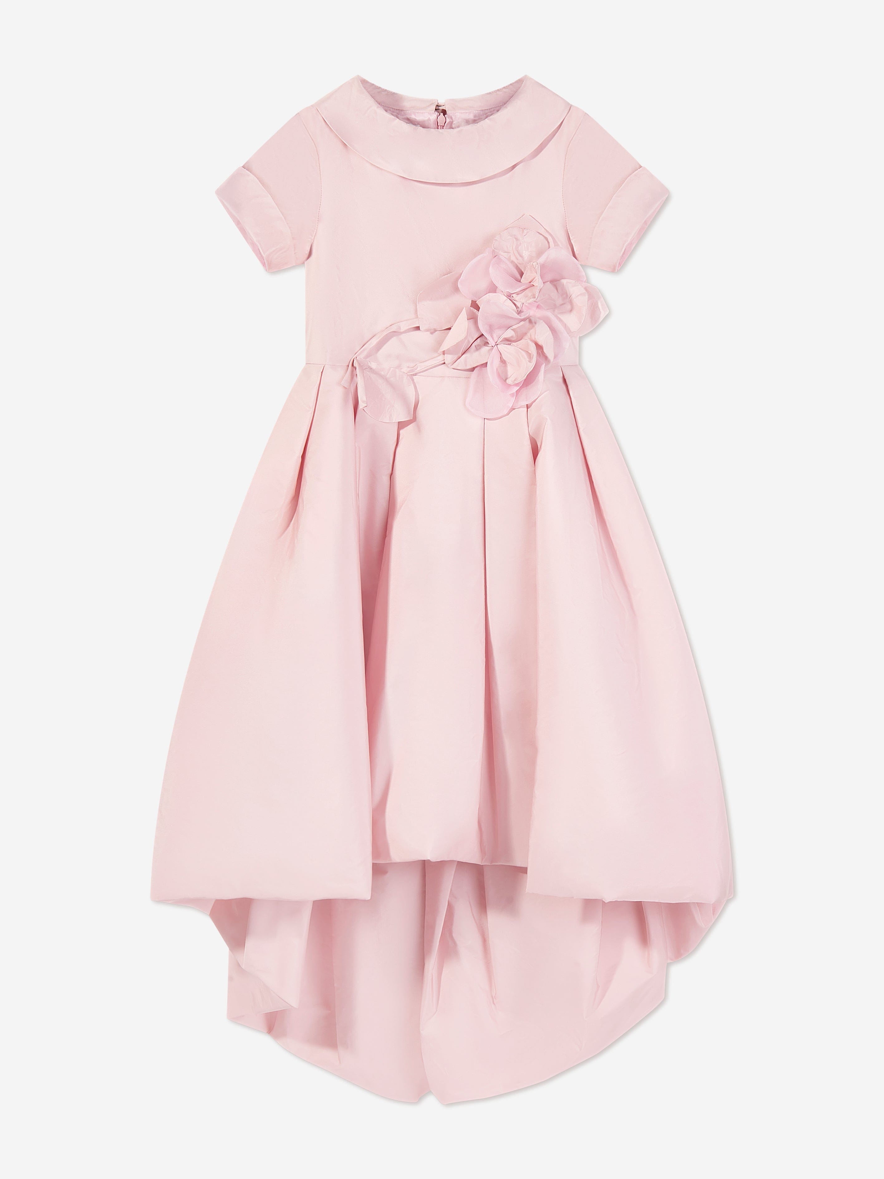 Marchesa Girls Asymmetric Taffeta Gown in Pink