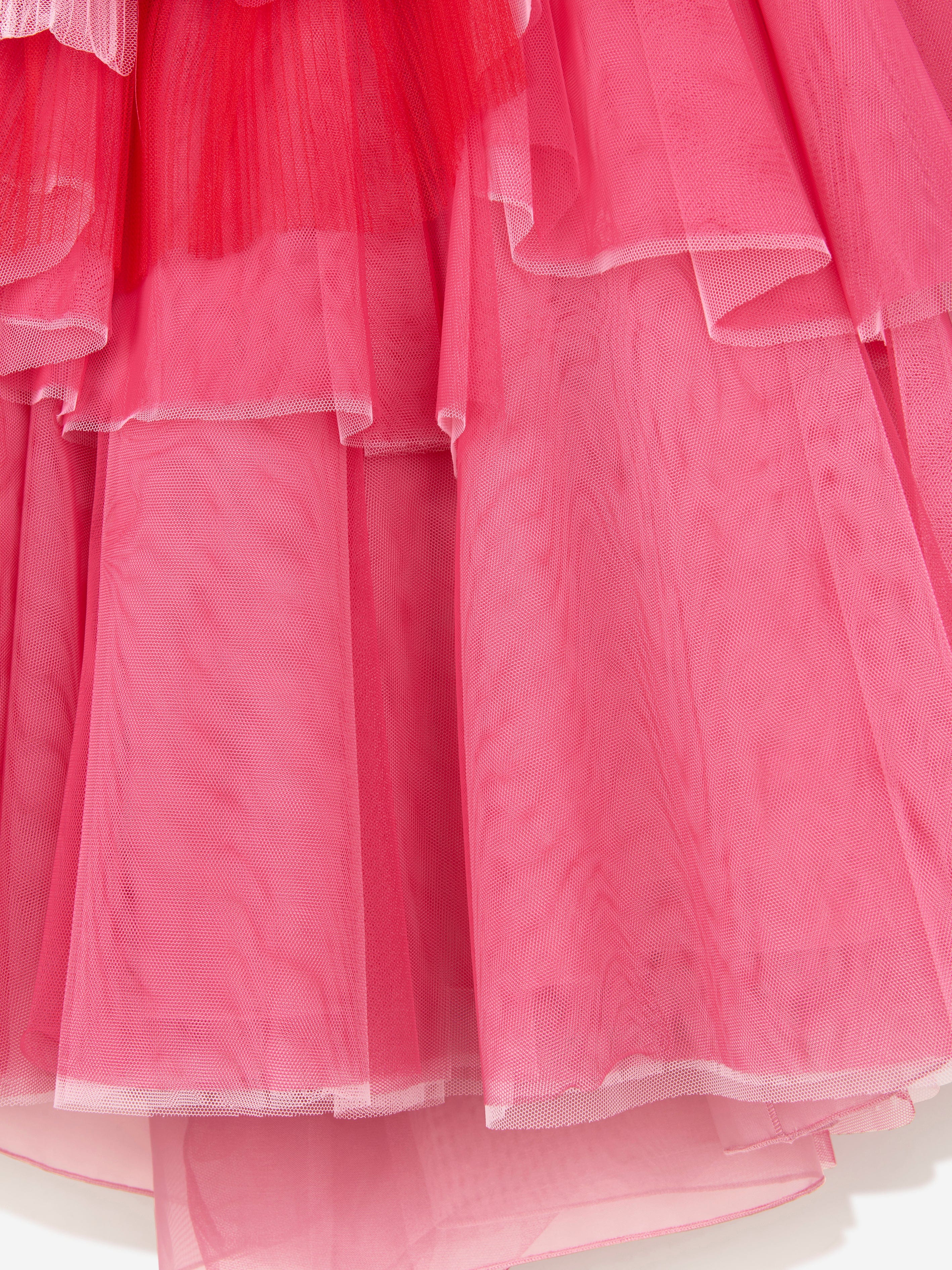 Marchesa Girls Volant Tulle Gown in Pink