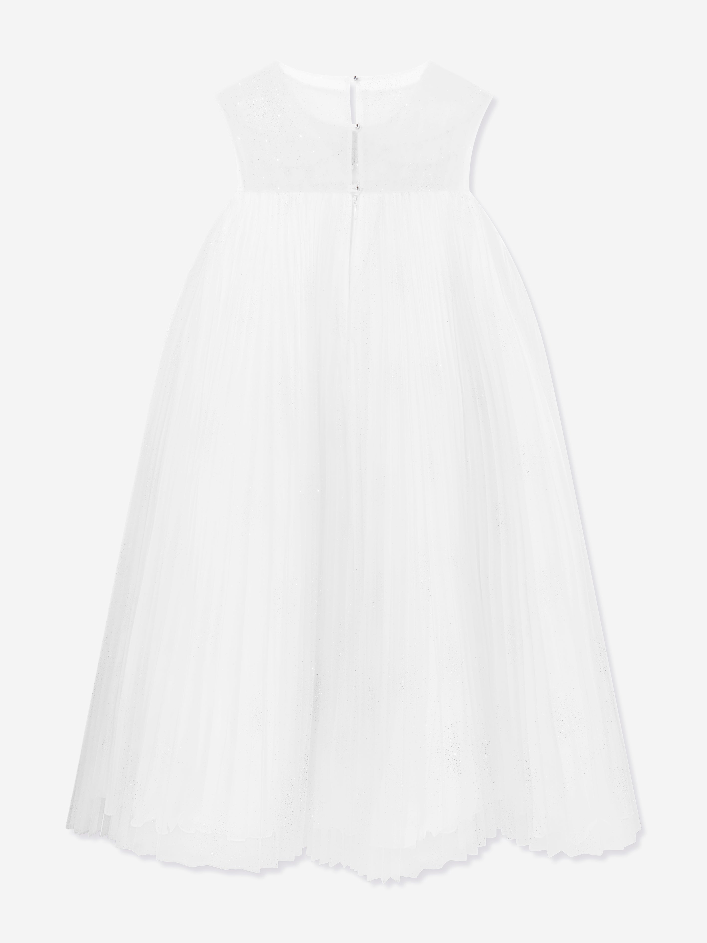 Marchesa Girls Jewel Embellished Tulle Occasion Dress in Ivory