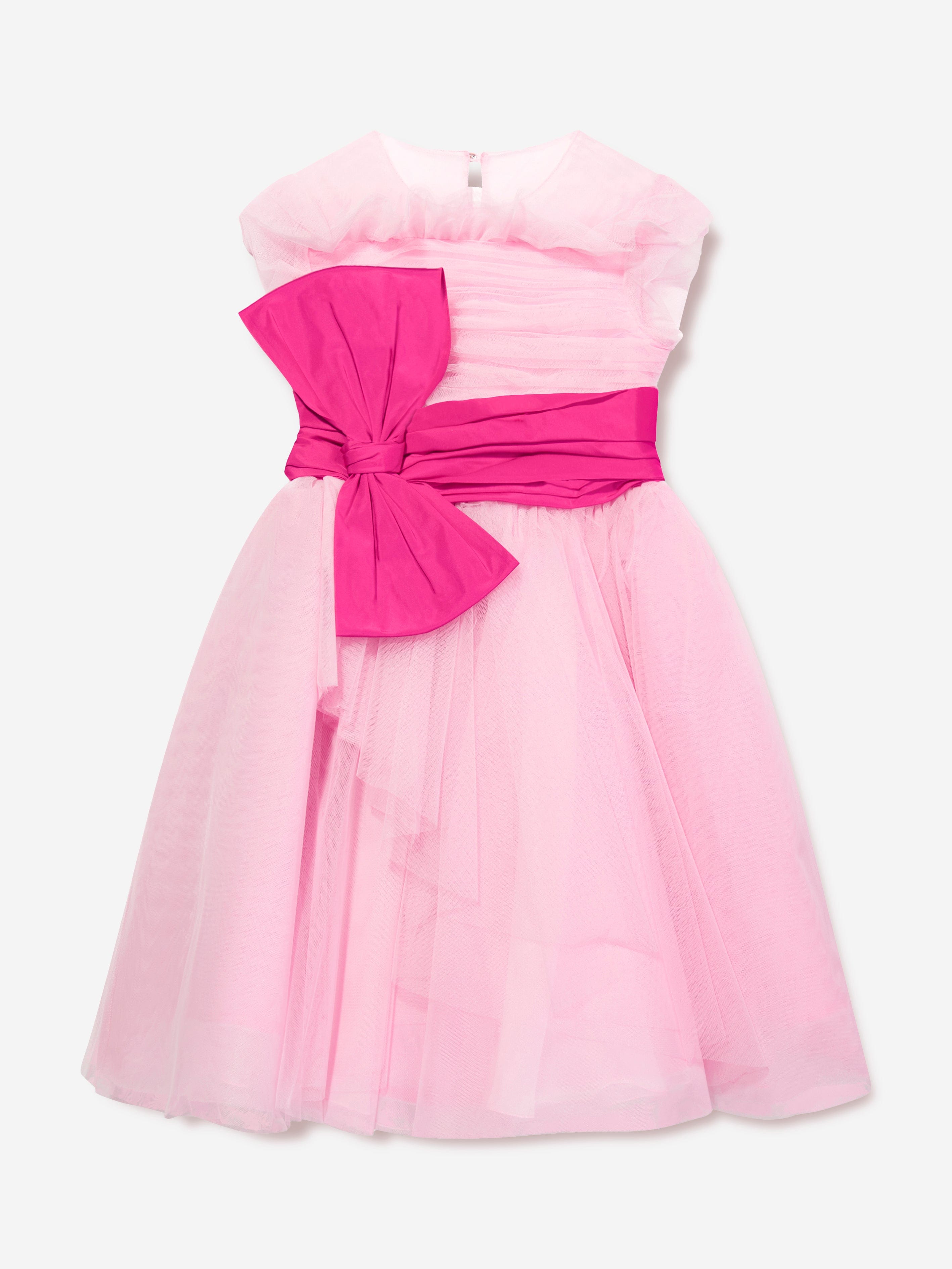 Marchesa Girls Taffeta Belt Tulle Occasion Dress in Pink