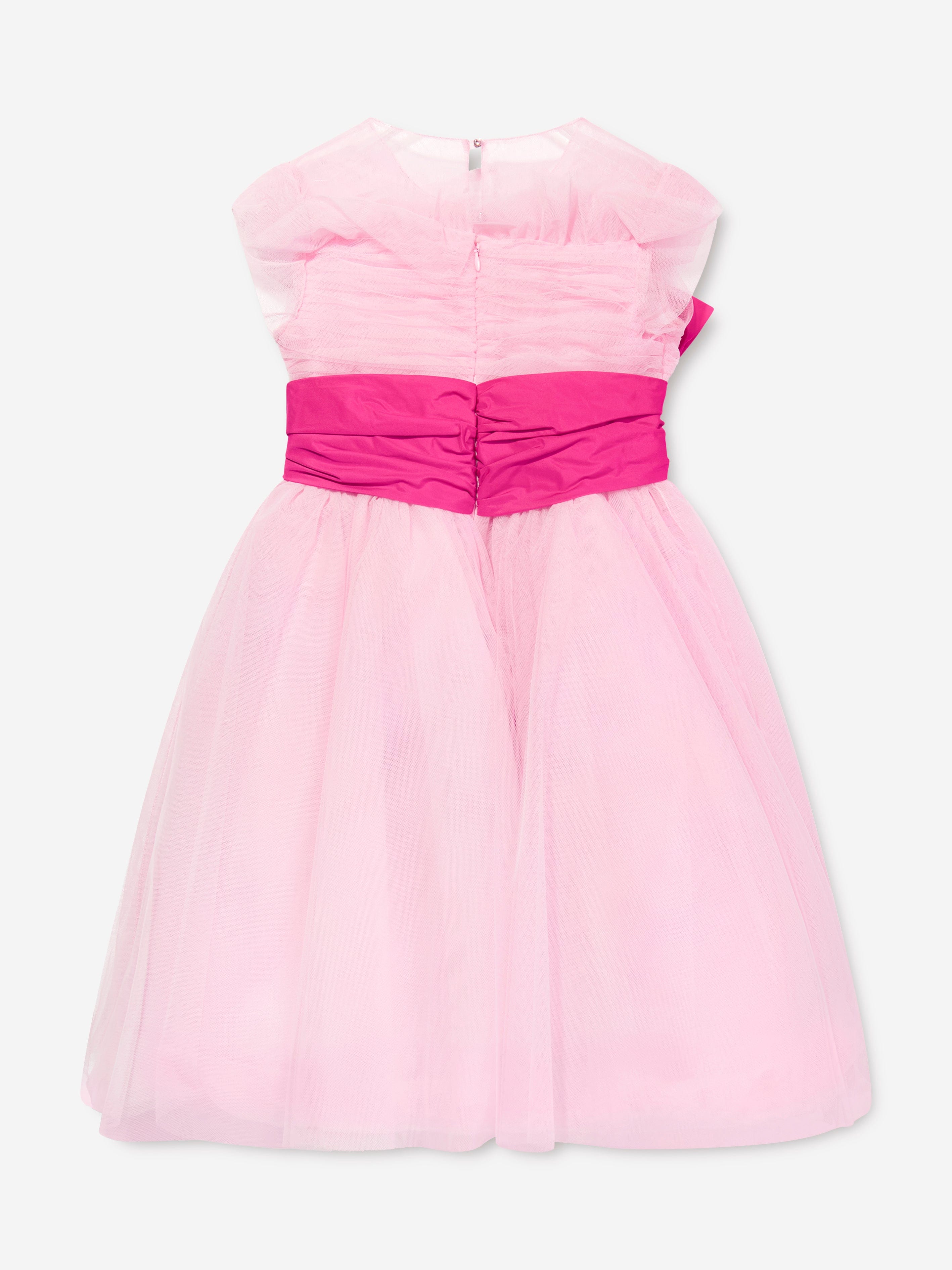 Marchesa Girls Taffeta Belt Tulle Occasion Dress in Pink