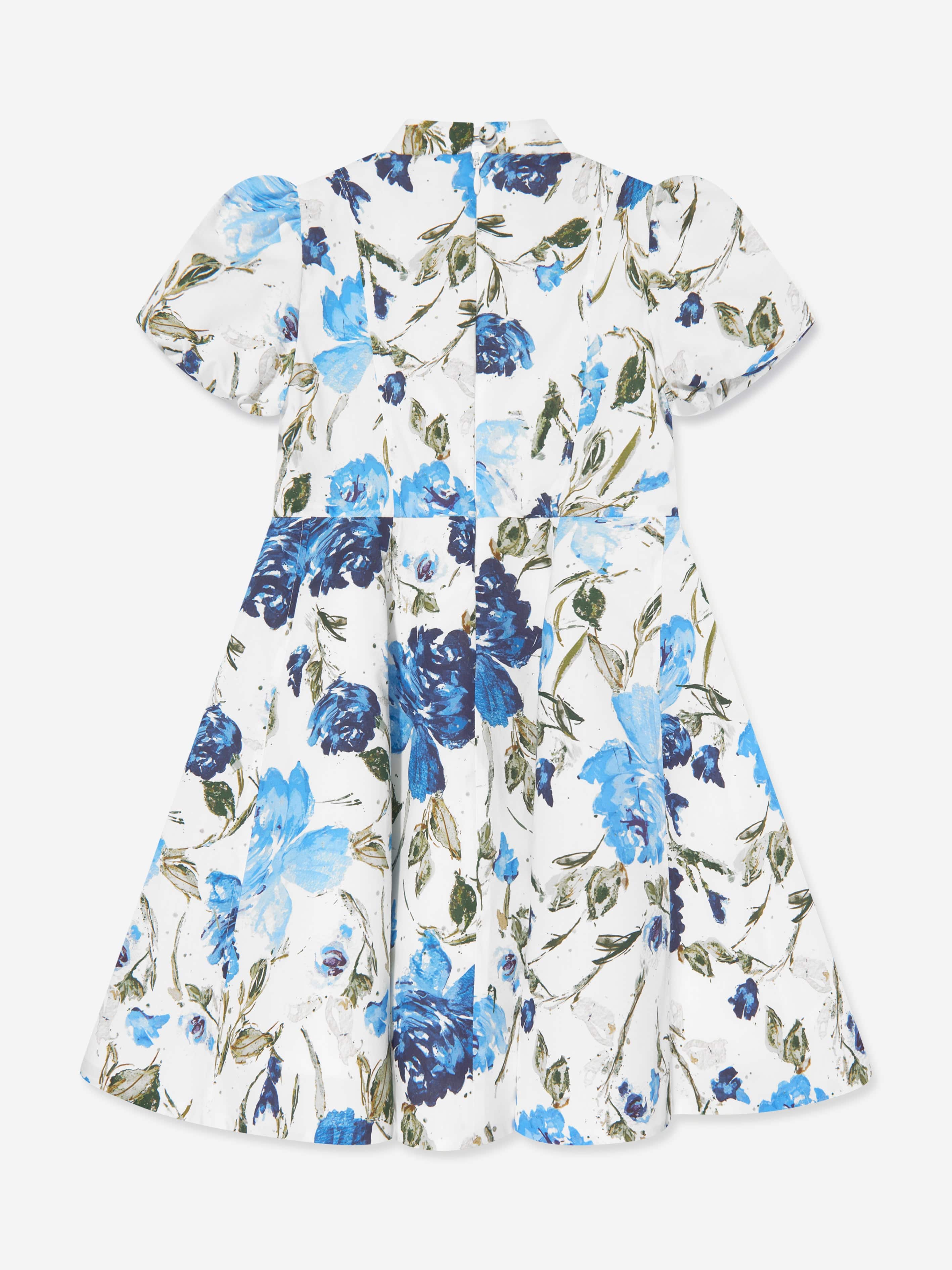 Marchesa Girls Floral Print Dress in Blue