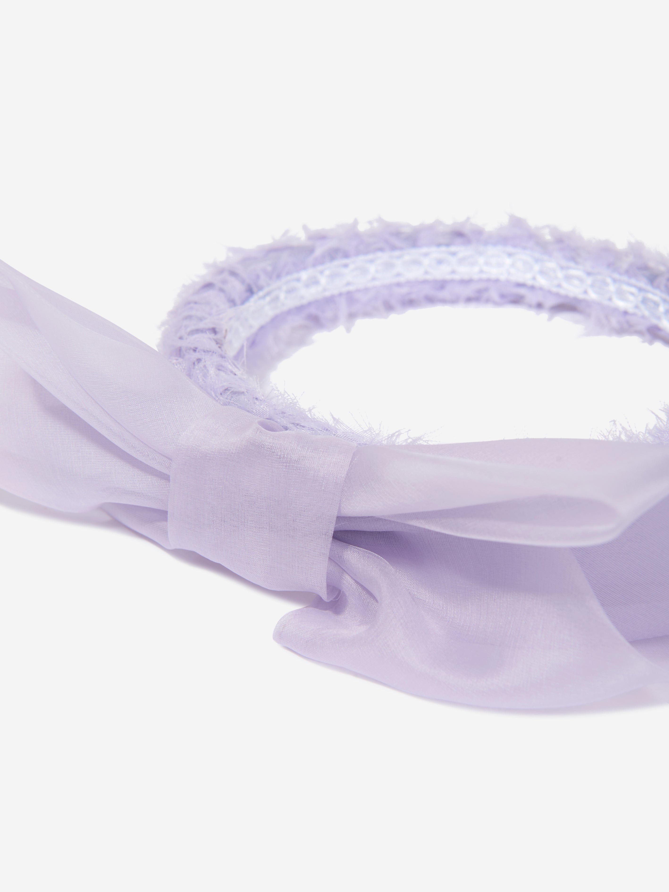 Marchesa Girls Silk Organza Emellished Bow Headband in Purple