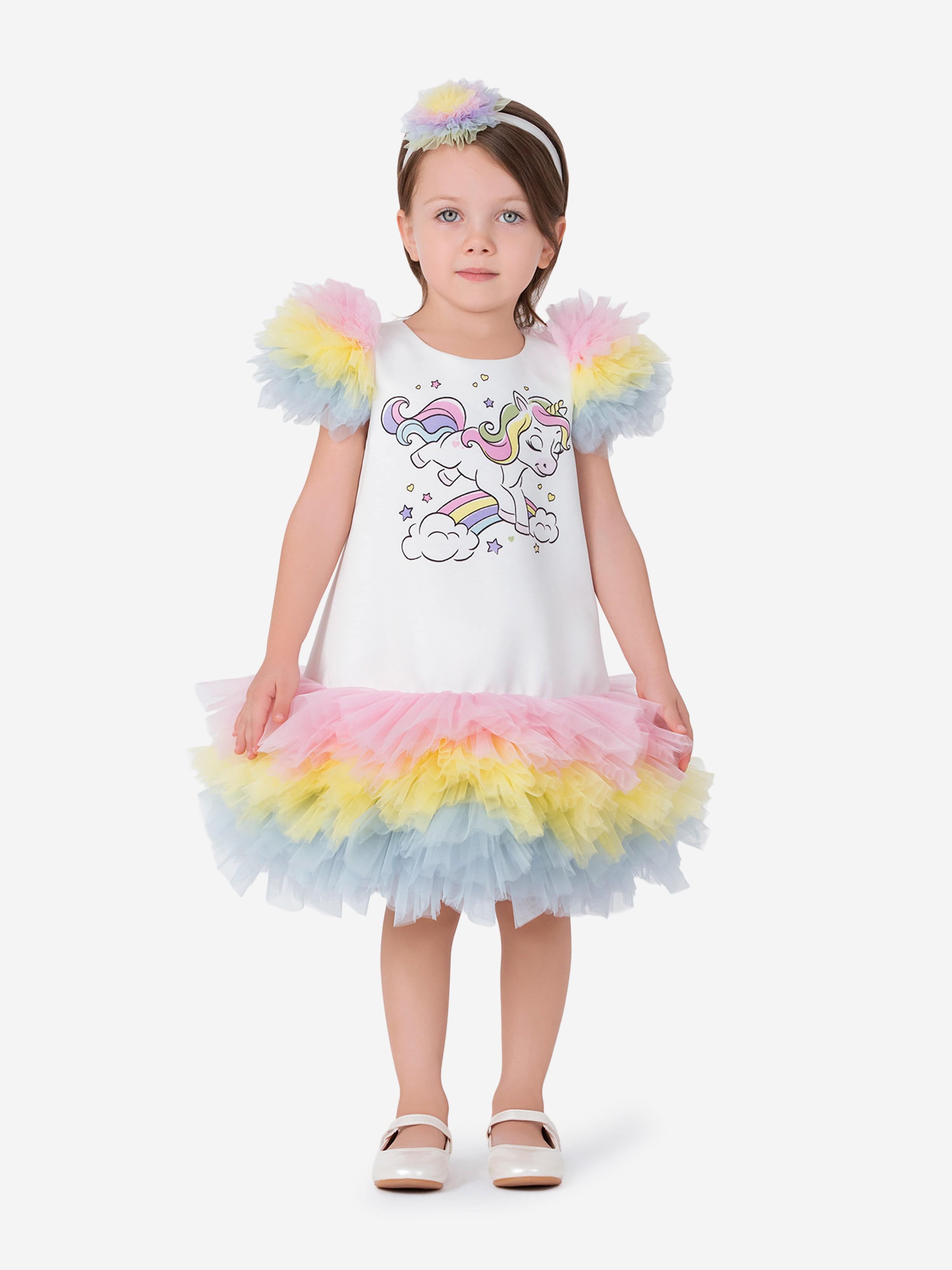Magical Costumes Baby Girls Unicorn Party Dress in White