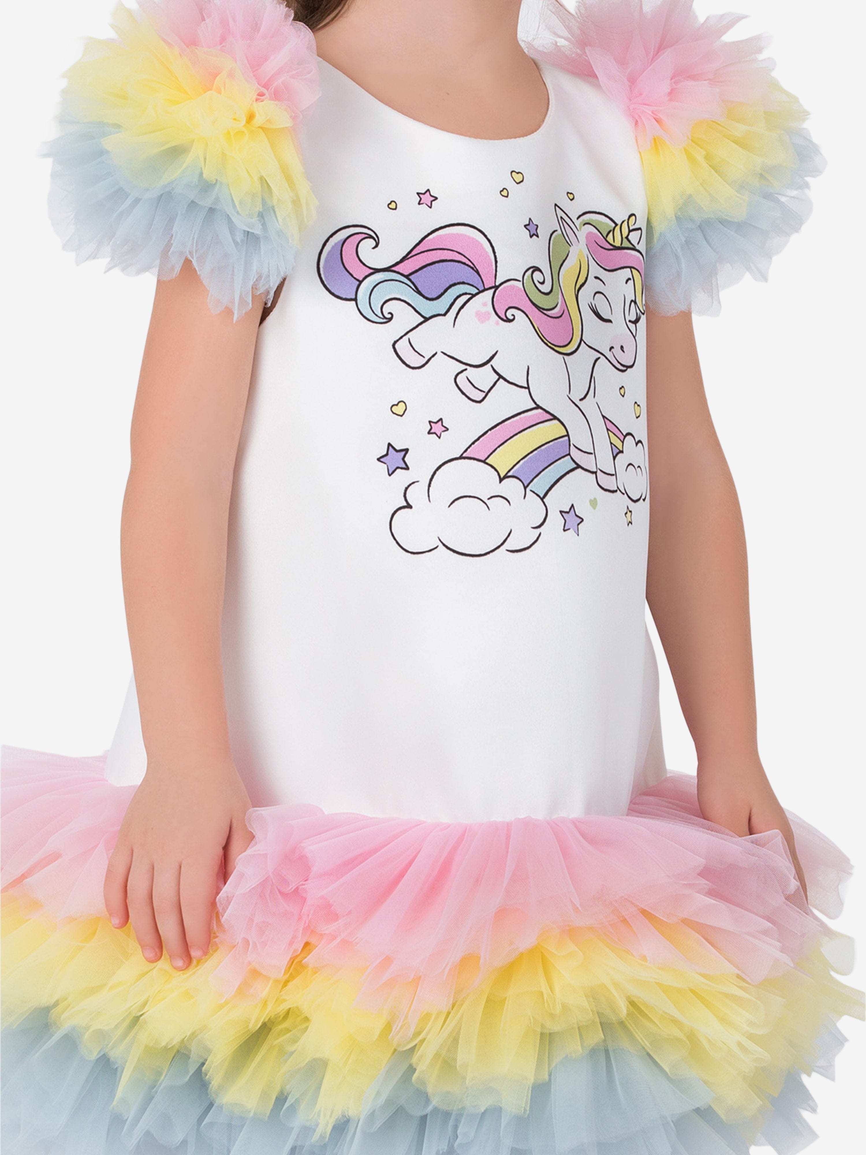 Magical Costumes Baby Girls Unicorn Party Dress in White