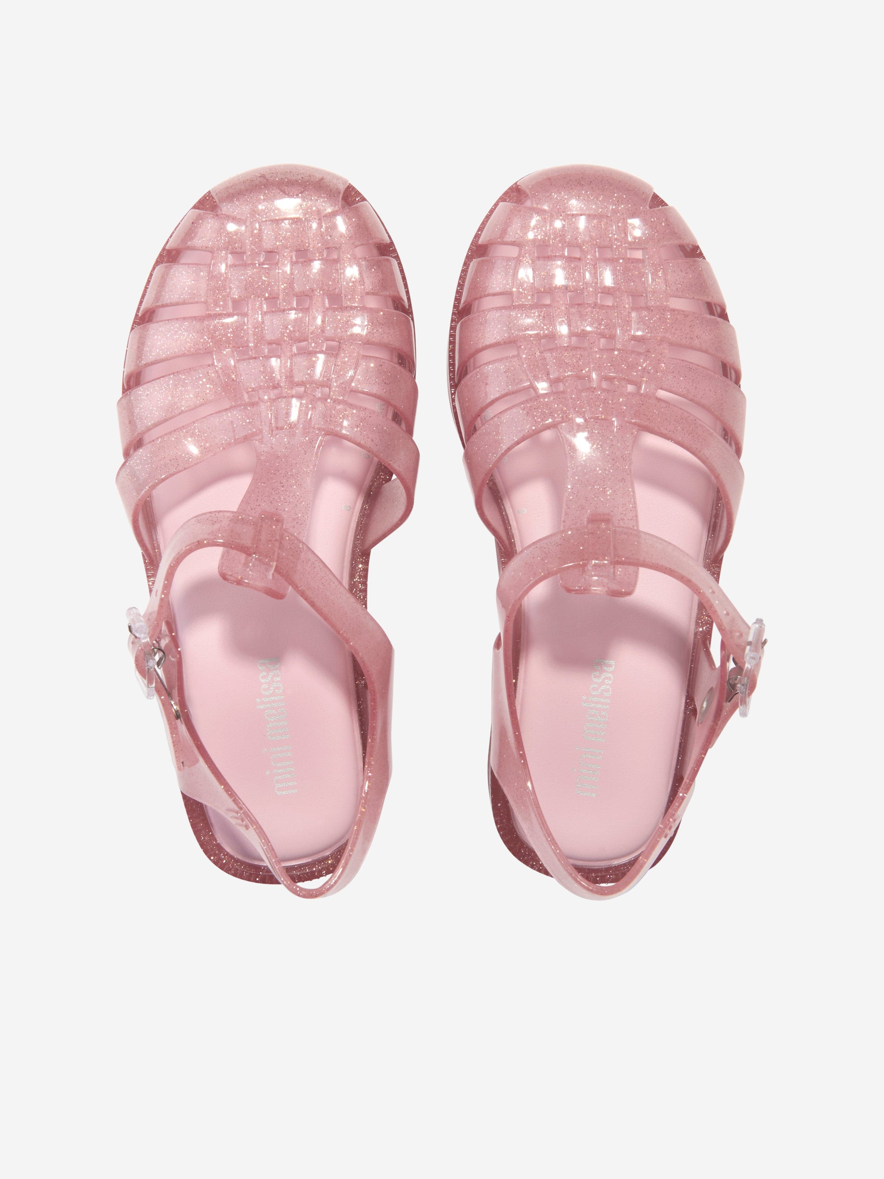 Mini Melissa Girls Glitter Jelly Sandals in Pink