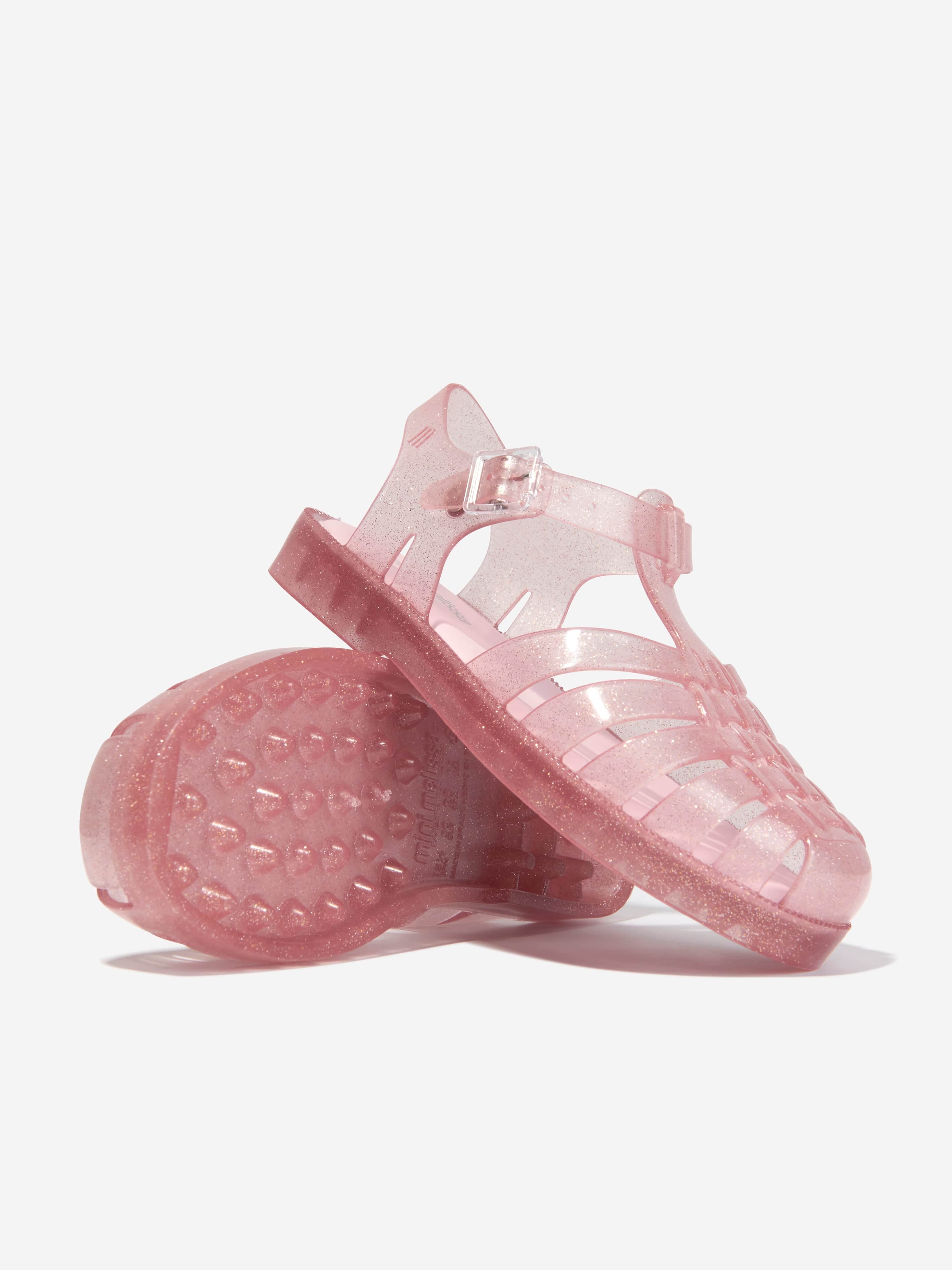 Mini Melissa Girls Glitter Jelly Sandals in Pink