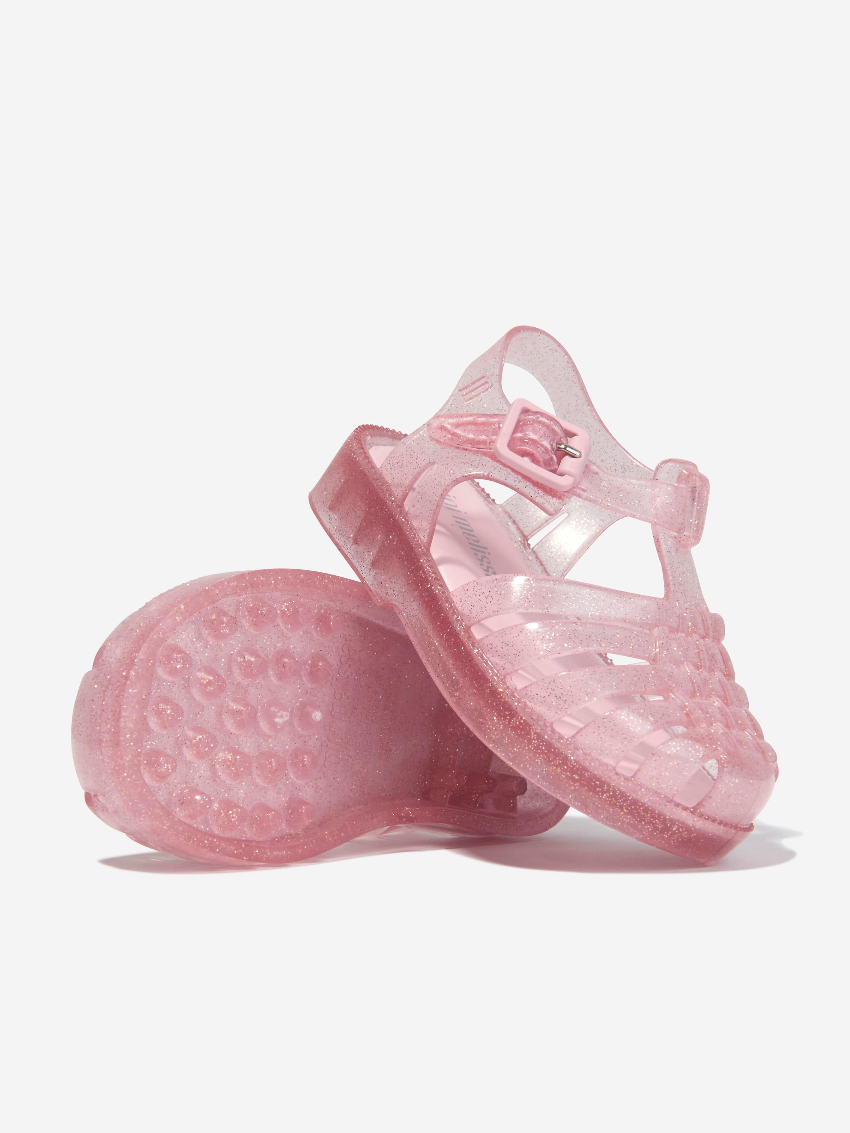 Mini Melissa Girls Glitter Jelly Sandals in Pink