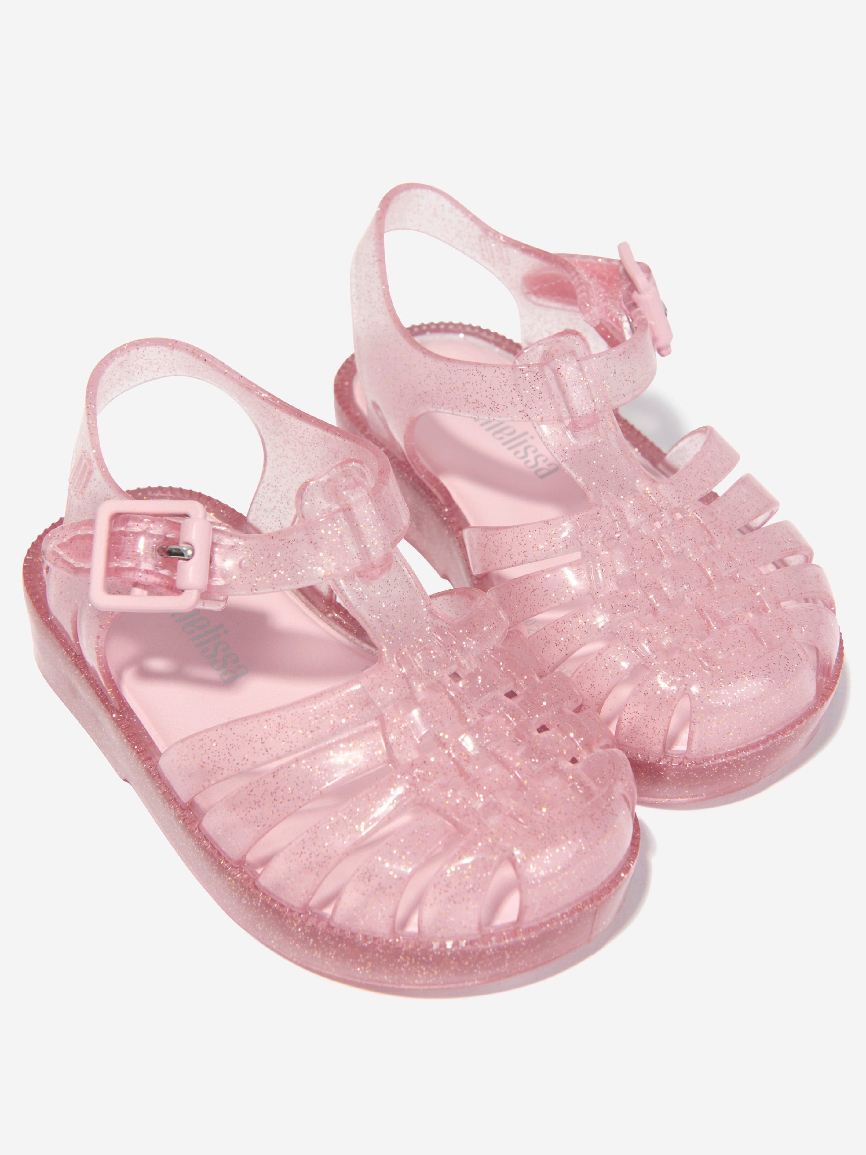 Mini Melissa Girls Glitter Jelly Sandals in Pink