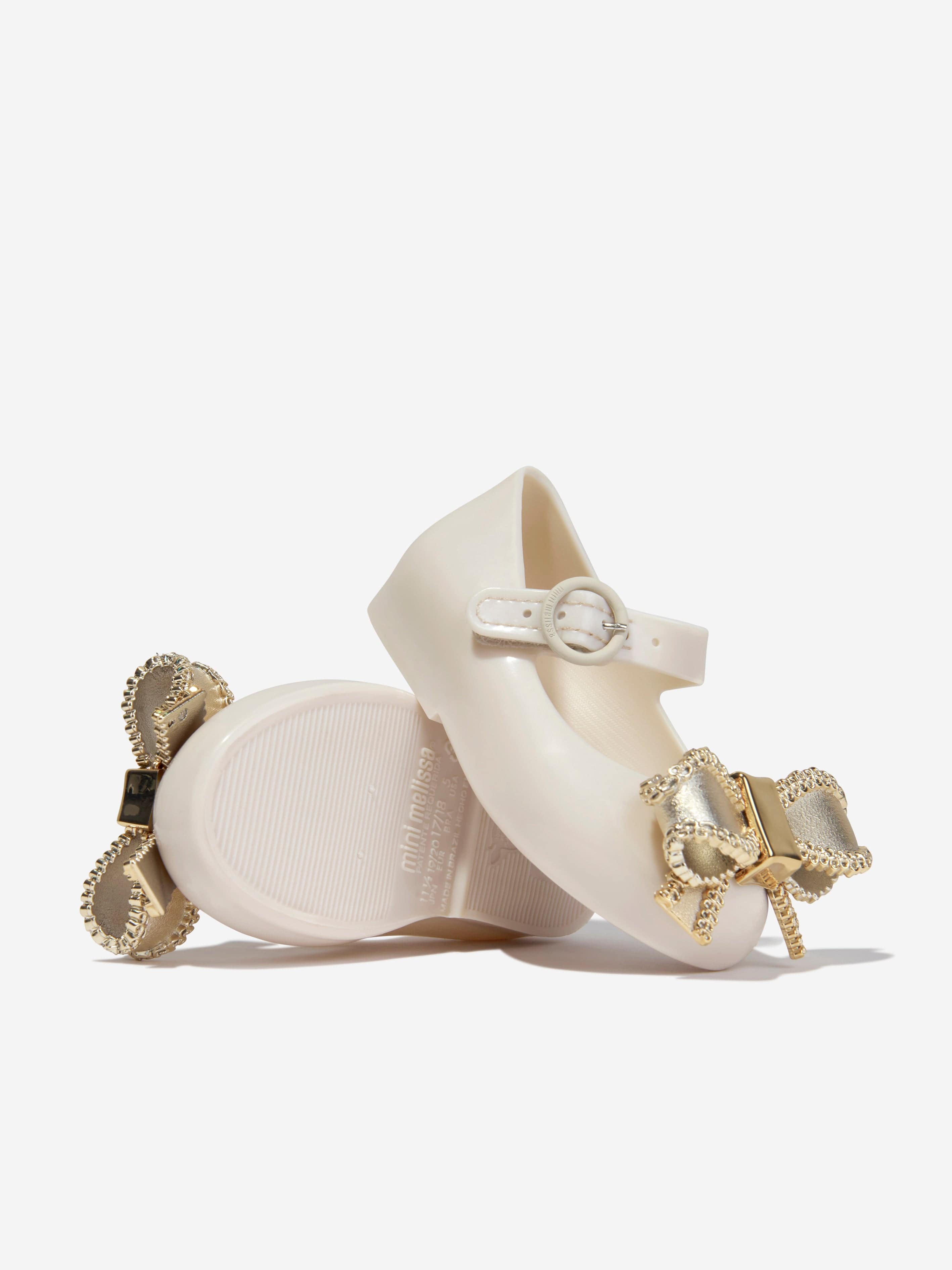 Mini Melissa Girls Mini Sweet Love Bow Jelly Ballerinas in Beige