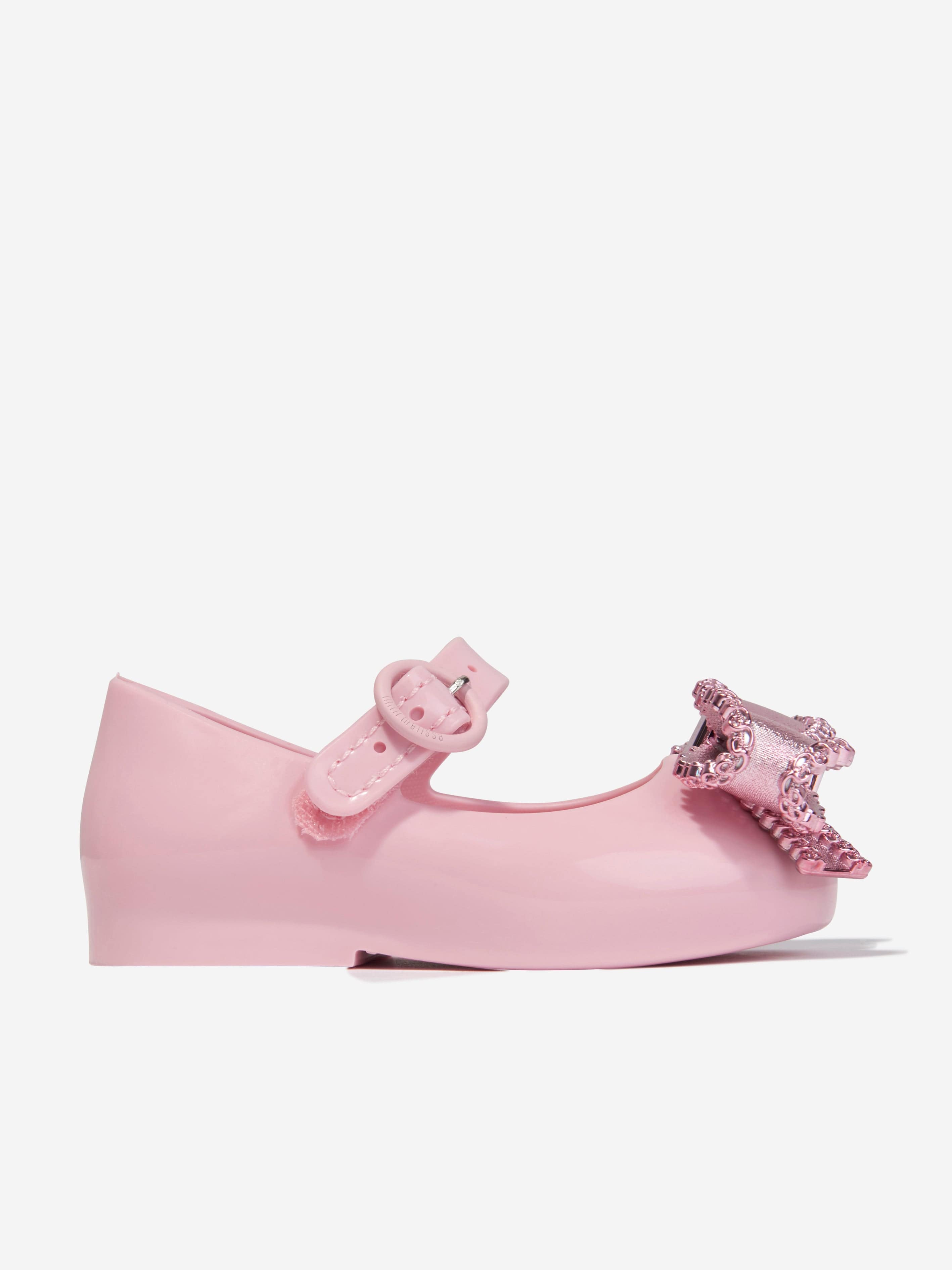 Mini Melissa Girls Mini Sweet Love Bow Jelly Ballerinas in Pink