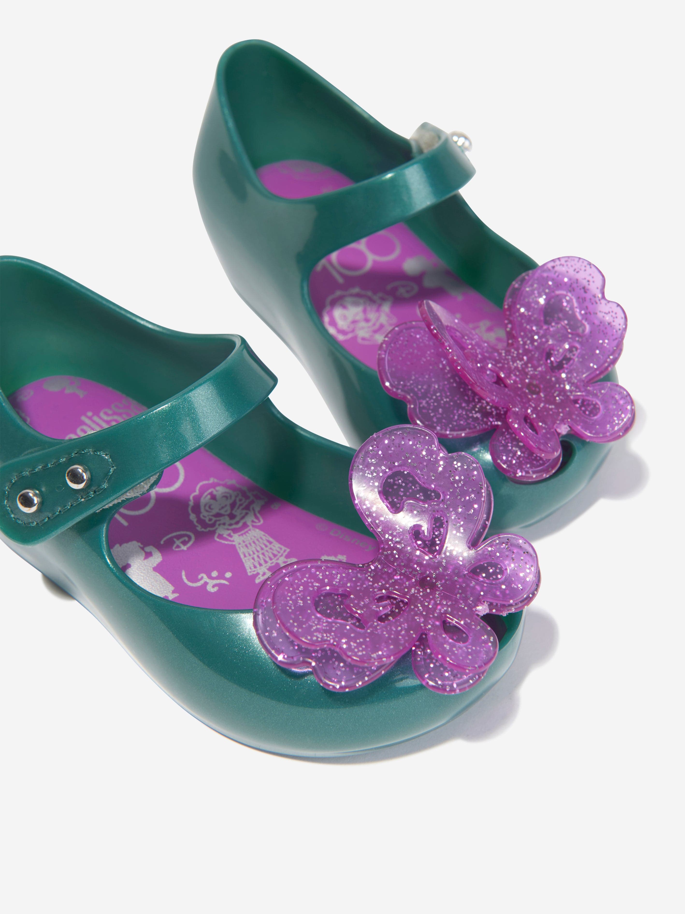 Mini Melissa Girls Disney Jelly Ballerinas in Green