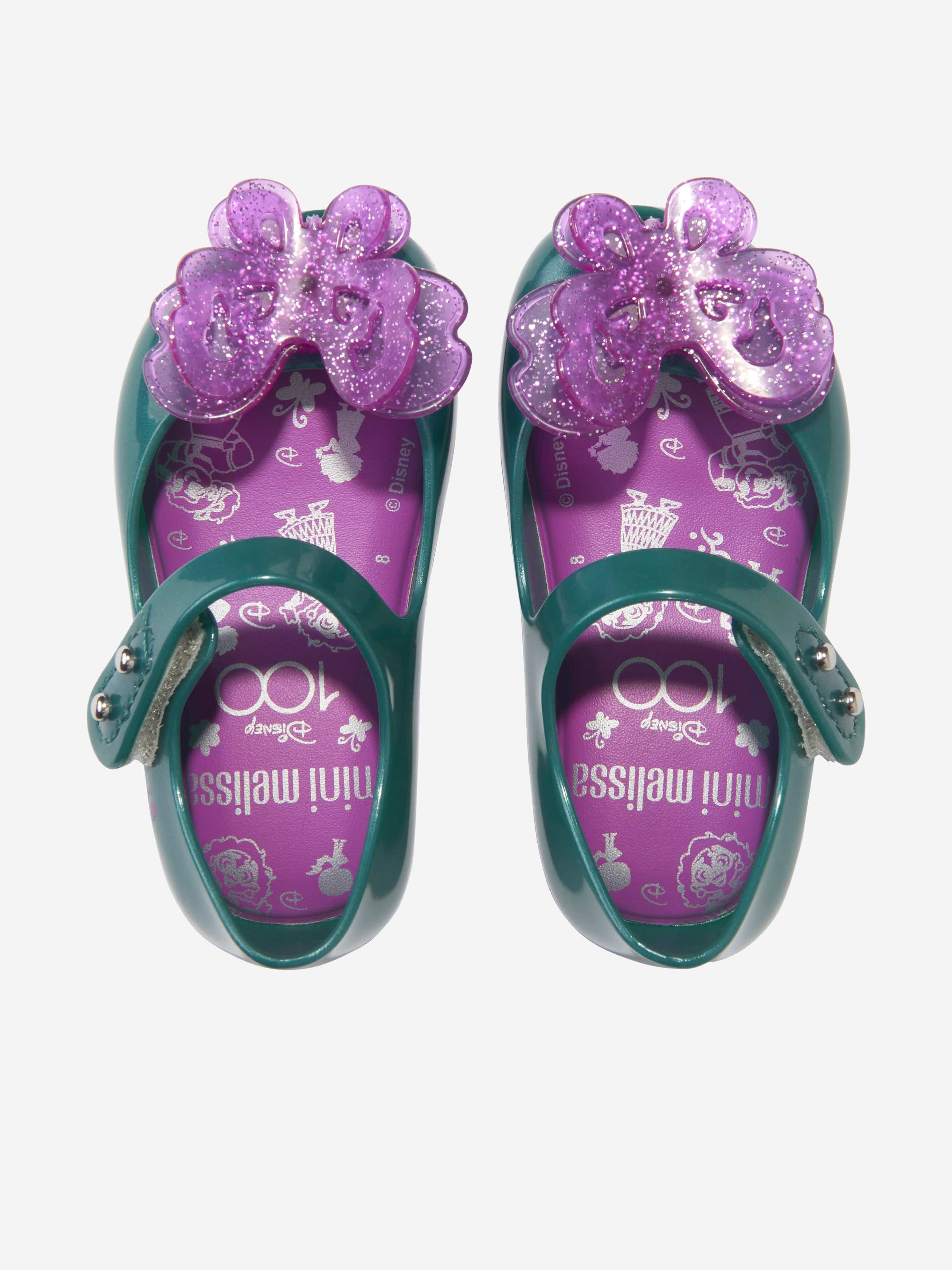 Mini Melissa Girls Disney Jelly Ballerinas in Green