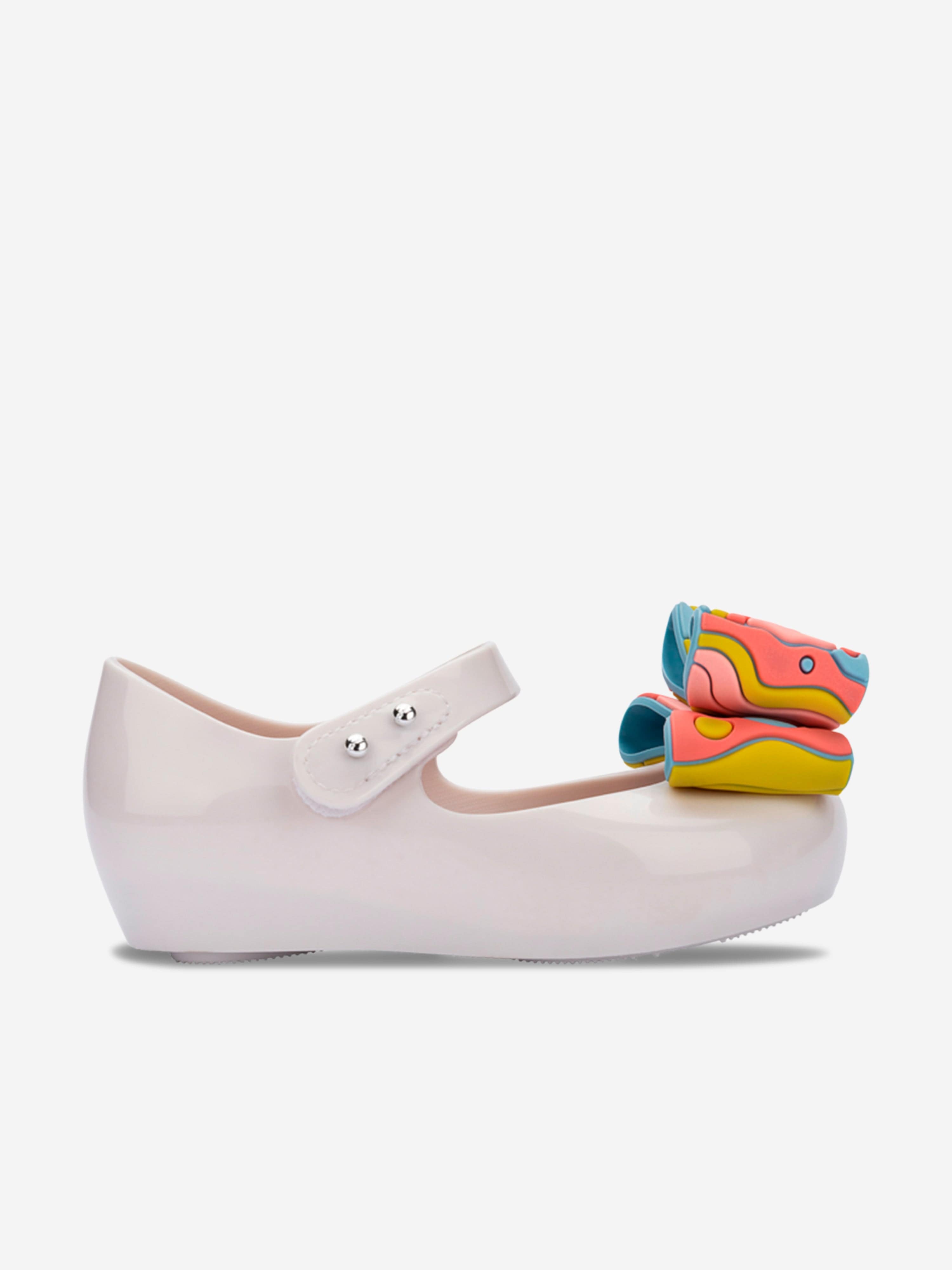 Mini Melissa Girls Ultragirl Wonderland Ballerinas in White