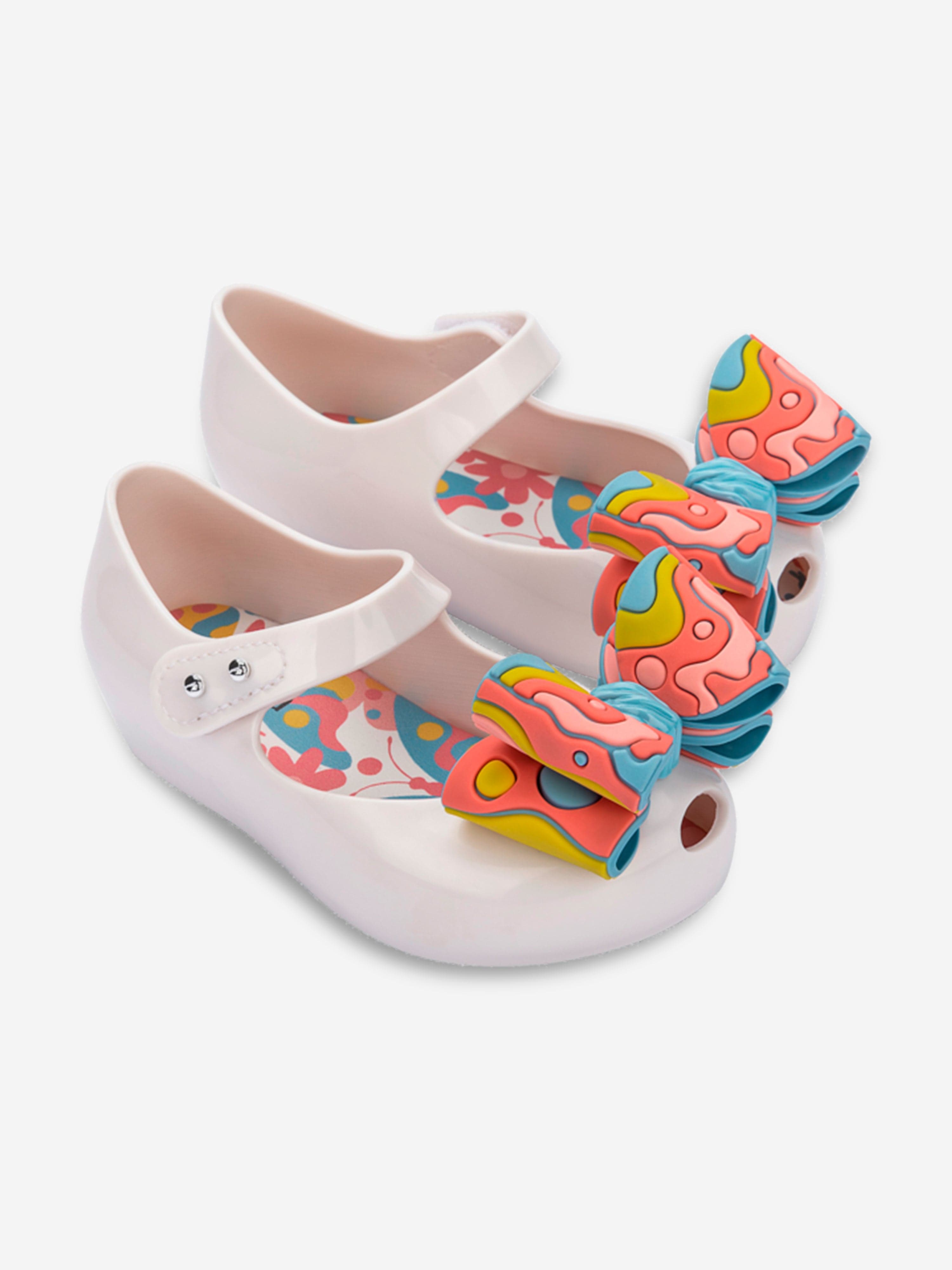 Mini Melissa Girls Ultragirl Wonderland Ballerinas in White