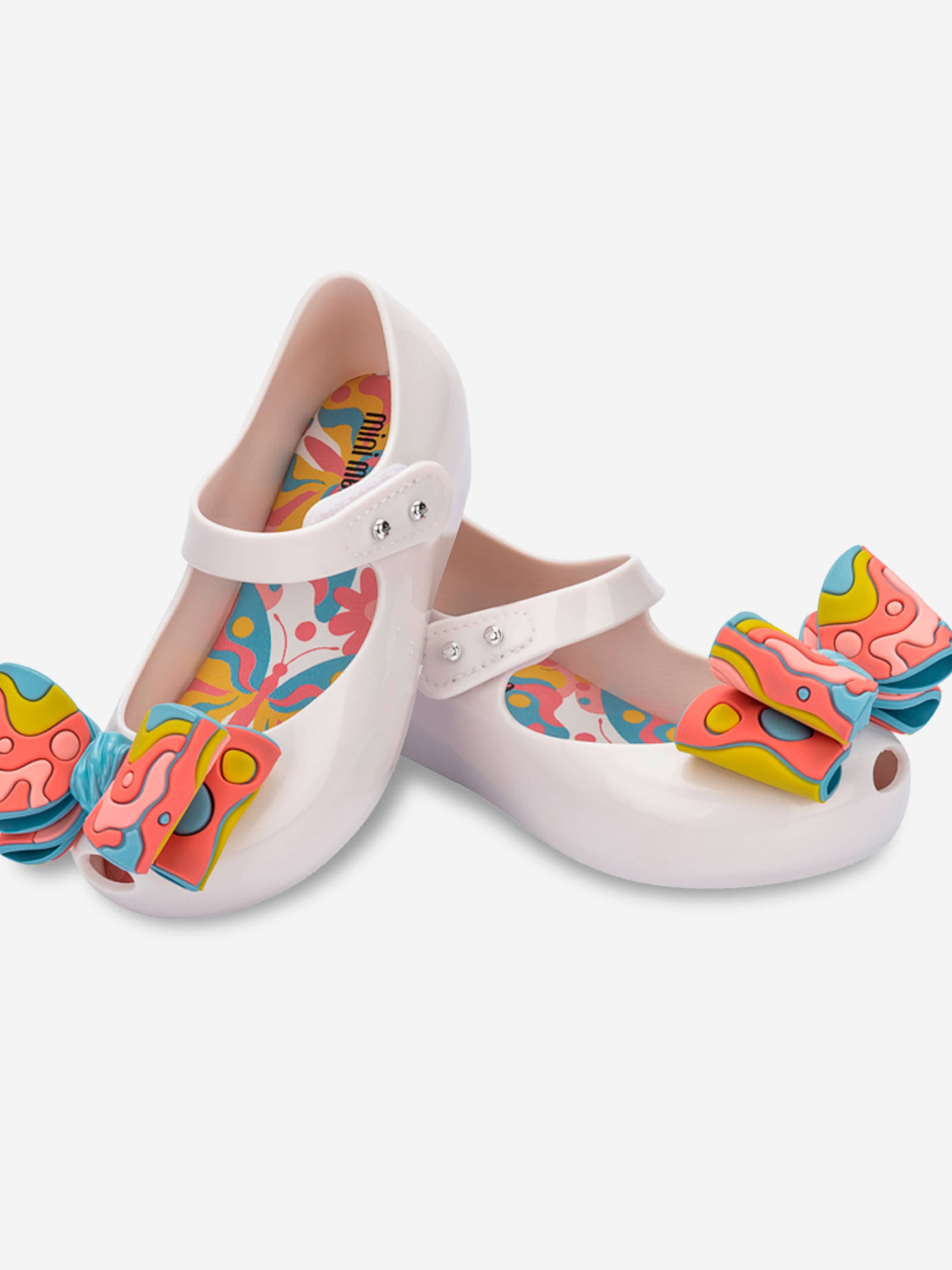 Mini Melissa Girls Ultragirl Wonderland Ballerinas in White