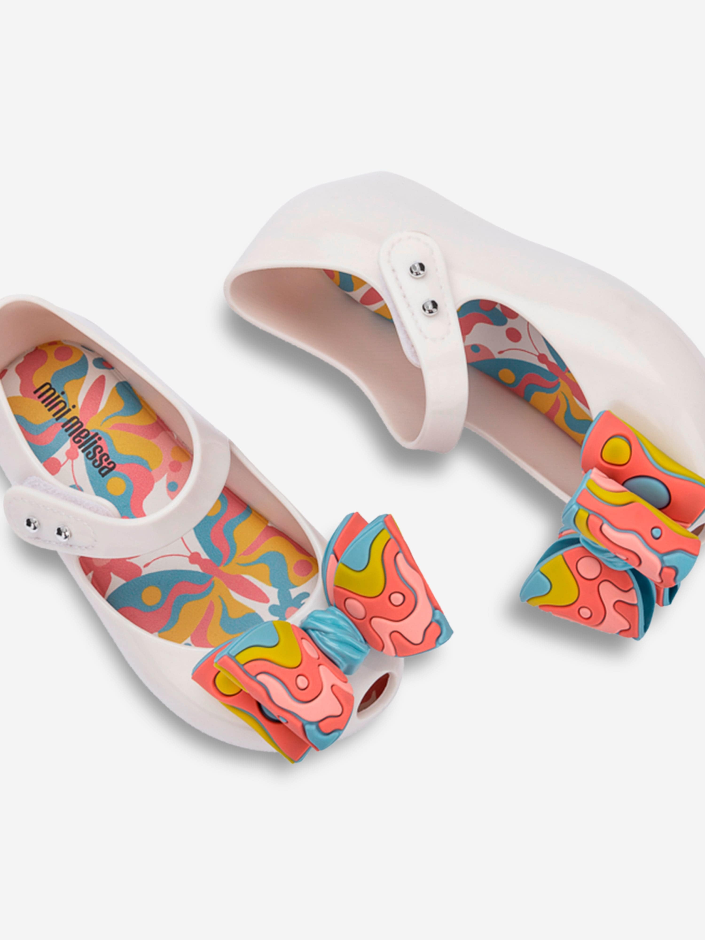 Mini Melissa Girls Ultragirl Wonderland Ballerinas in White