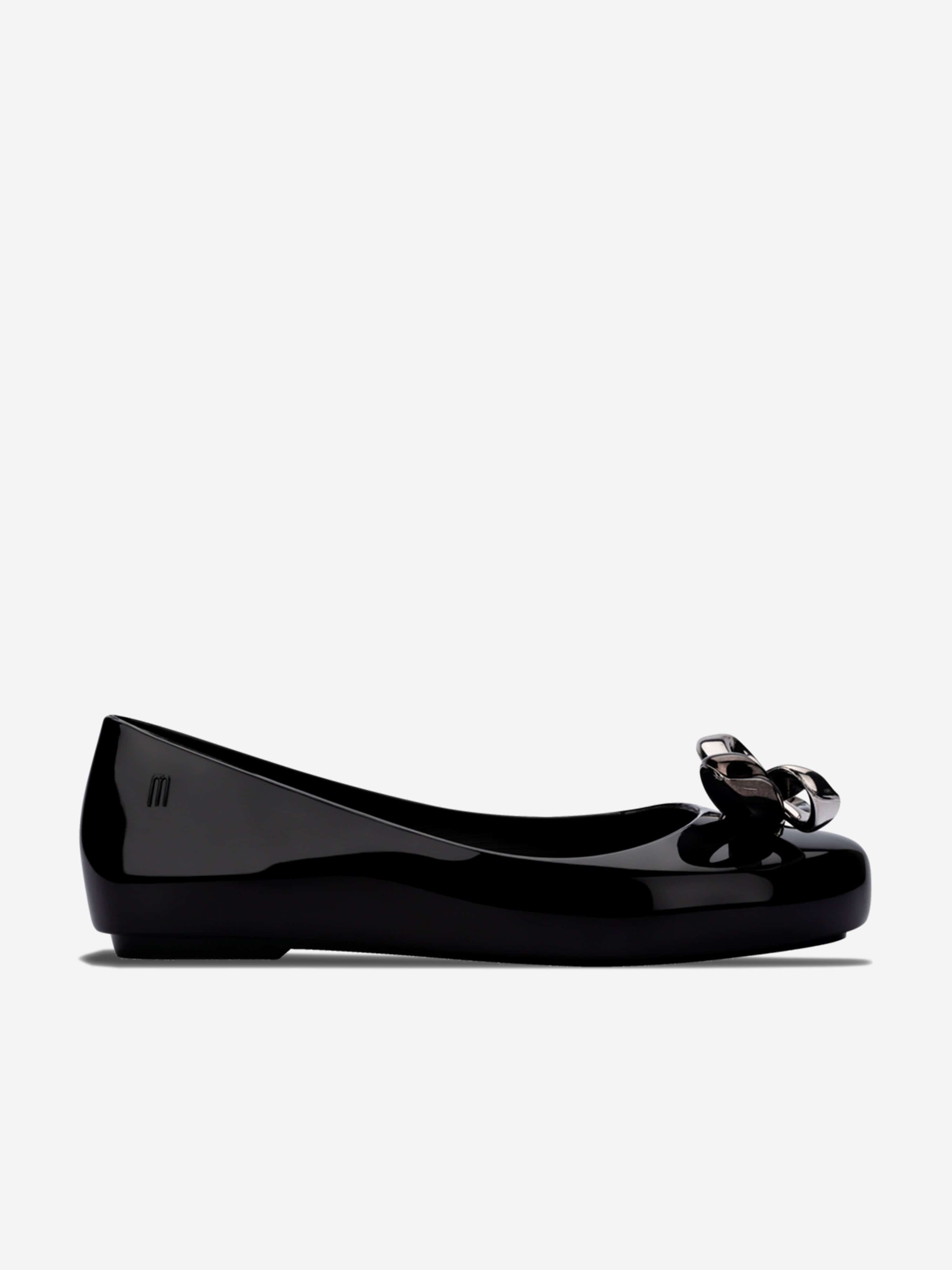 Mini Melissa Girls Sweet Love Glam Ballet Flats in Black