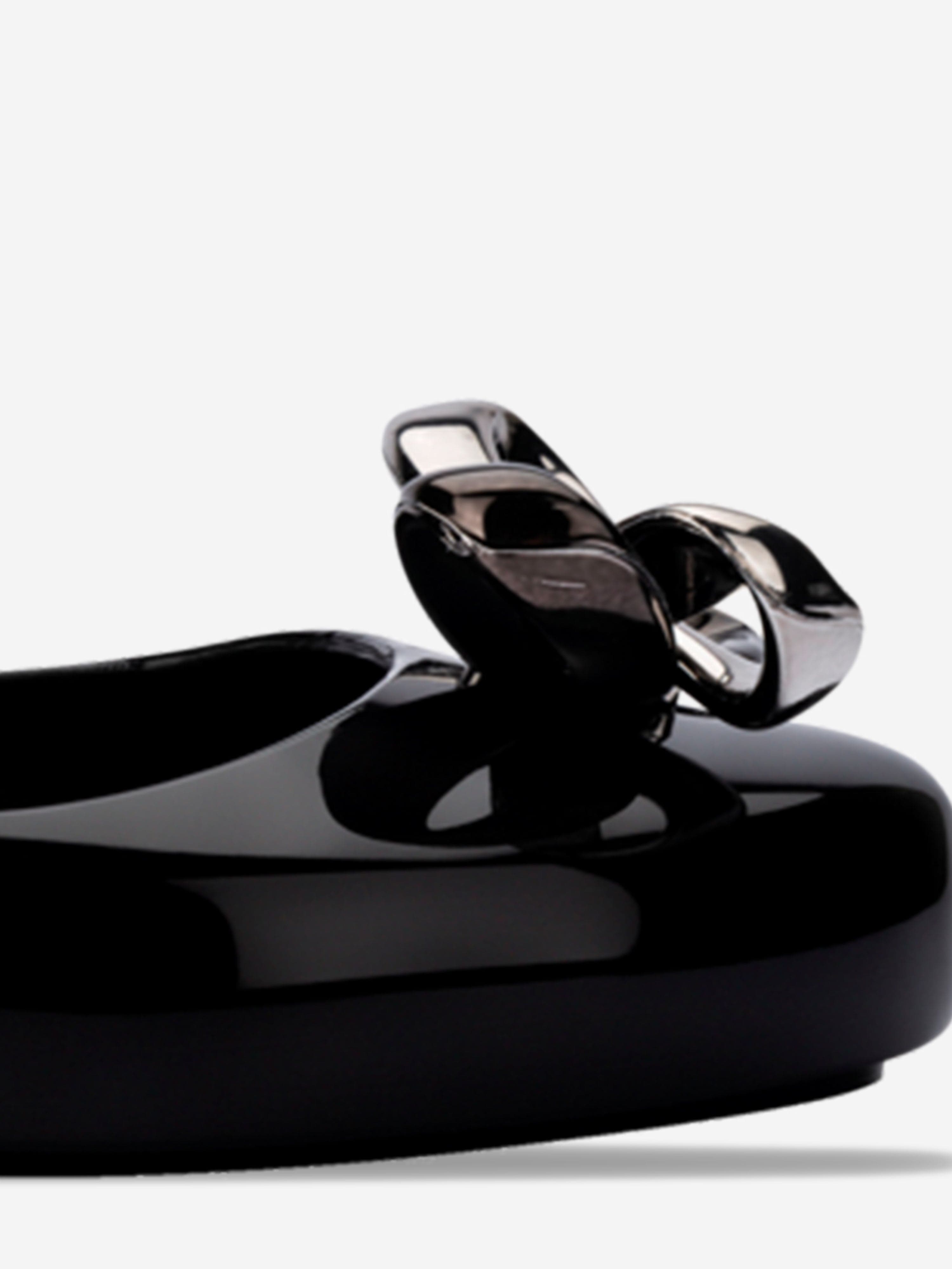 Mini Melissa Girls Sweet Love Glam Ballet Flats in Black