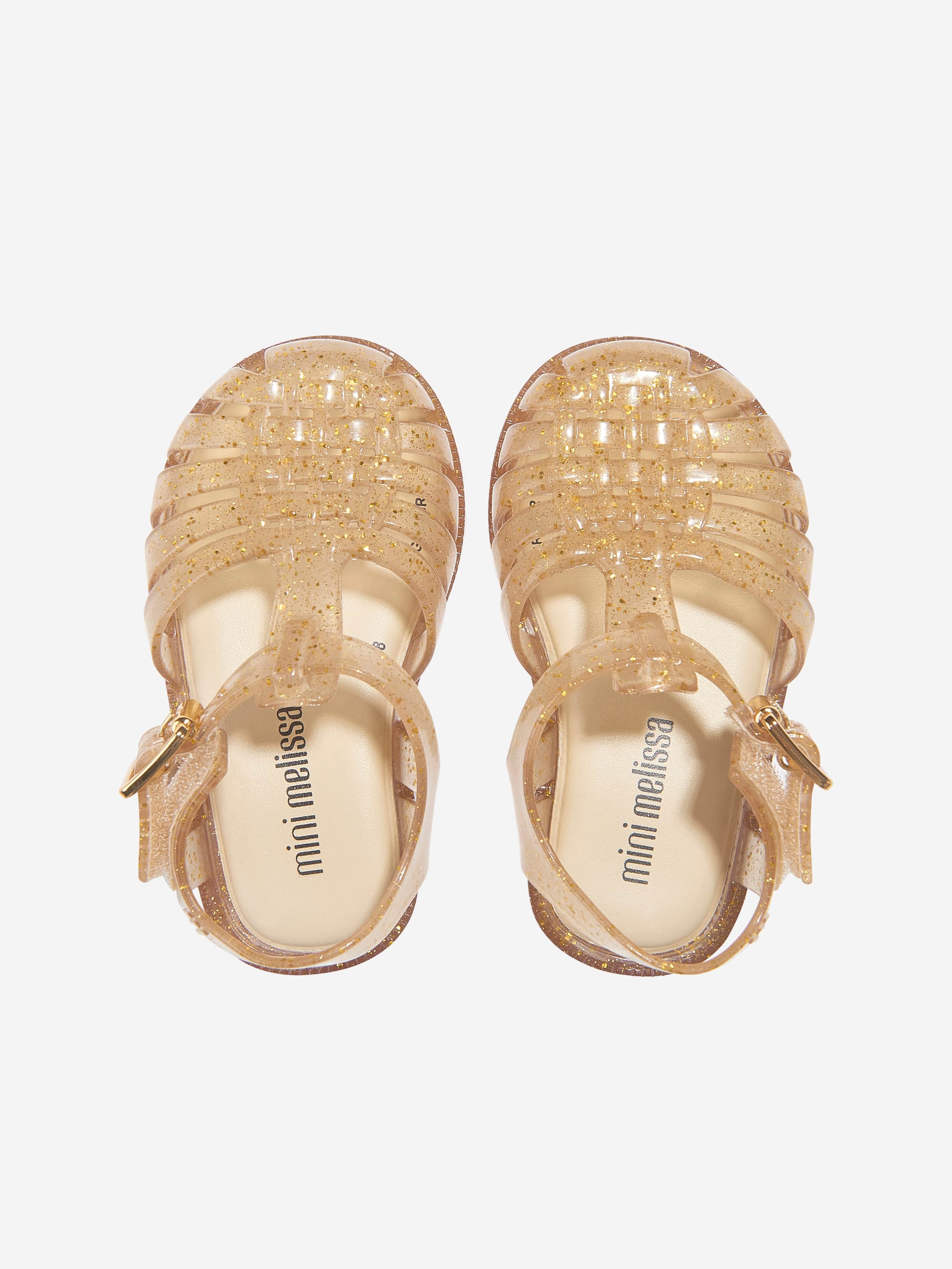 Mini Melissa Girls Mini Possession Shiny Sandals in Gold